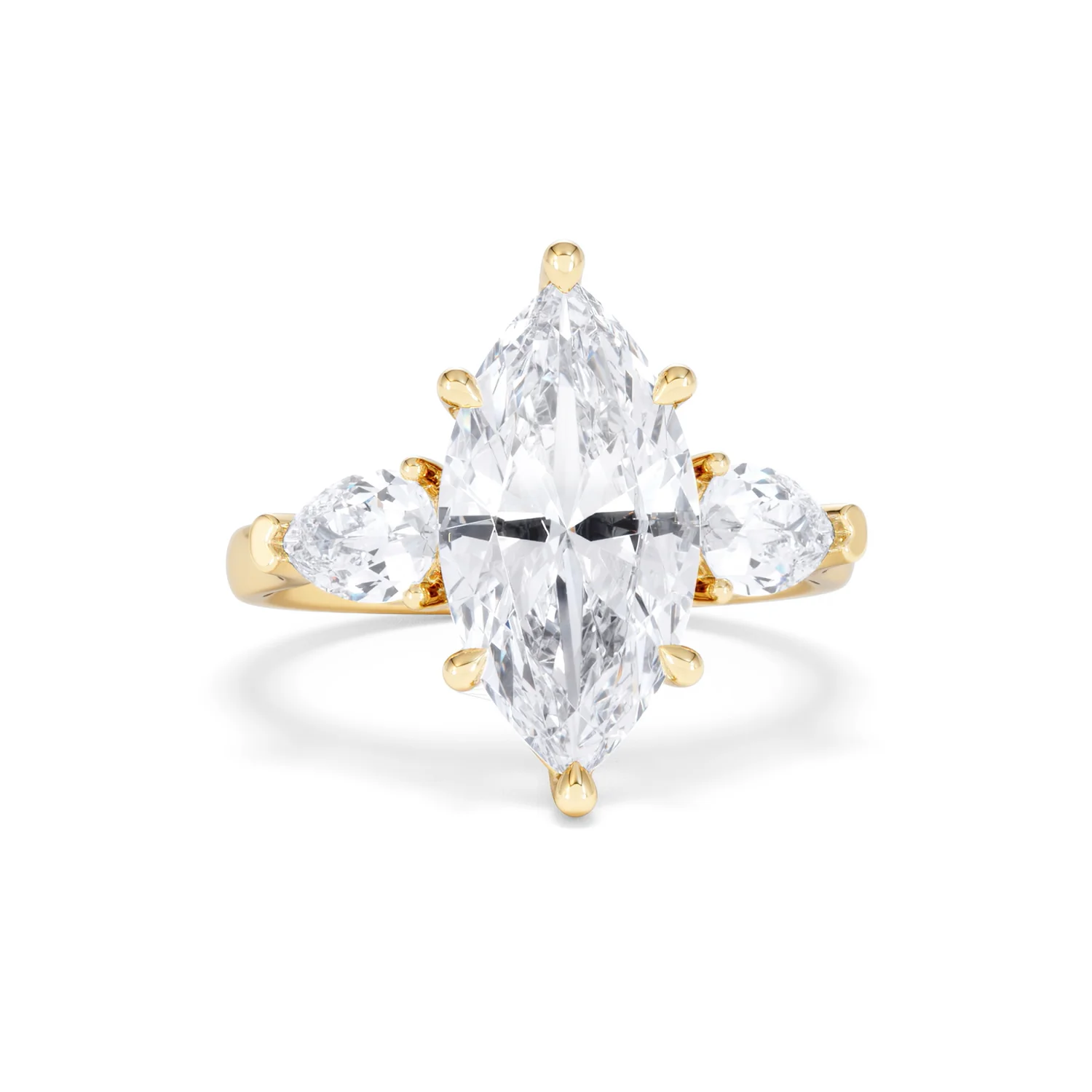 Adore 3.80ct Marquise Cut Lab Diamond 3 Stone Engagement Ring in 18K Yellow Gold - Image 8