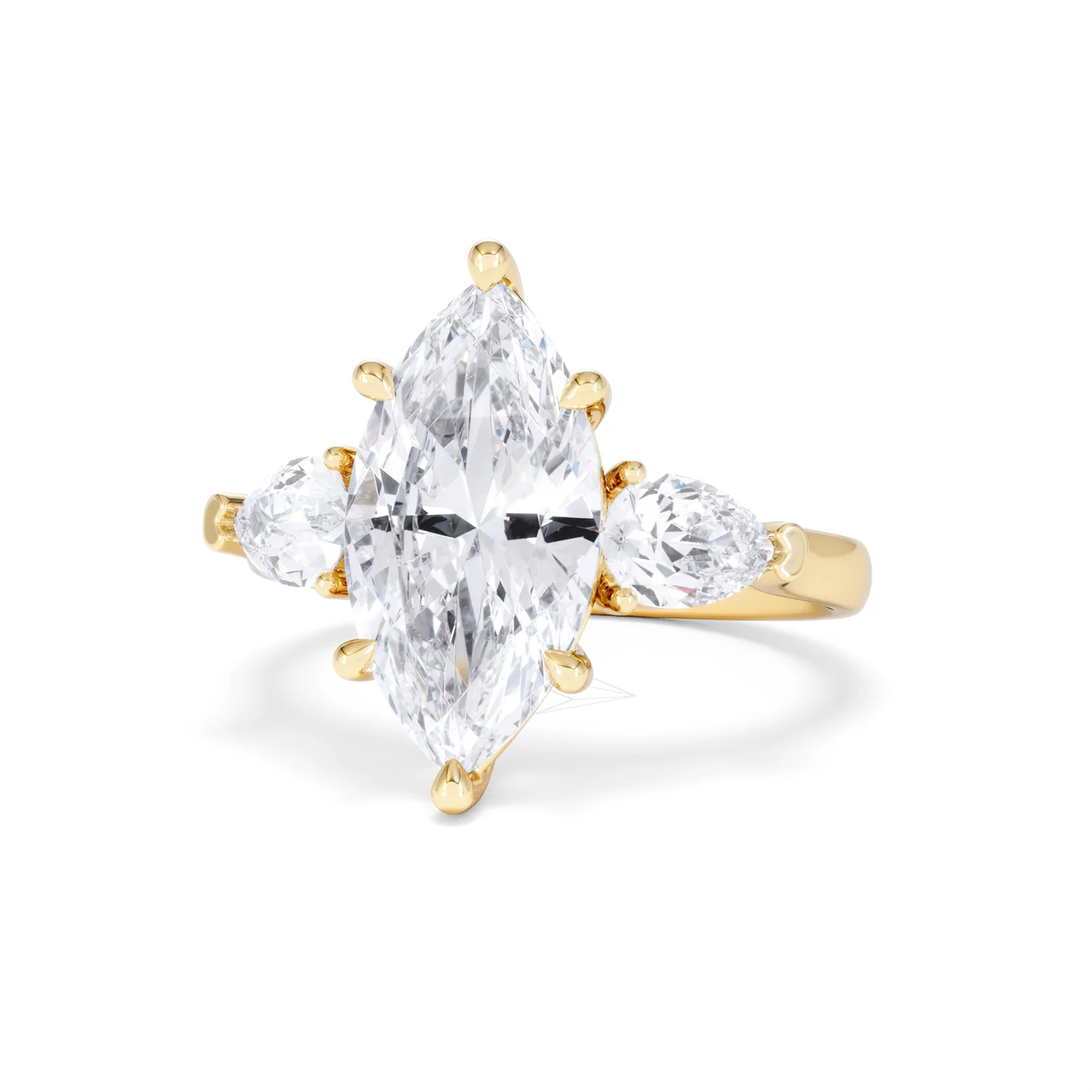 Adore 3.80ct Marquise Cut Lab Diamond 3 Stone Engagement Ring in 18K Yellow Gold - Image 84