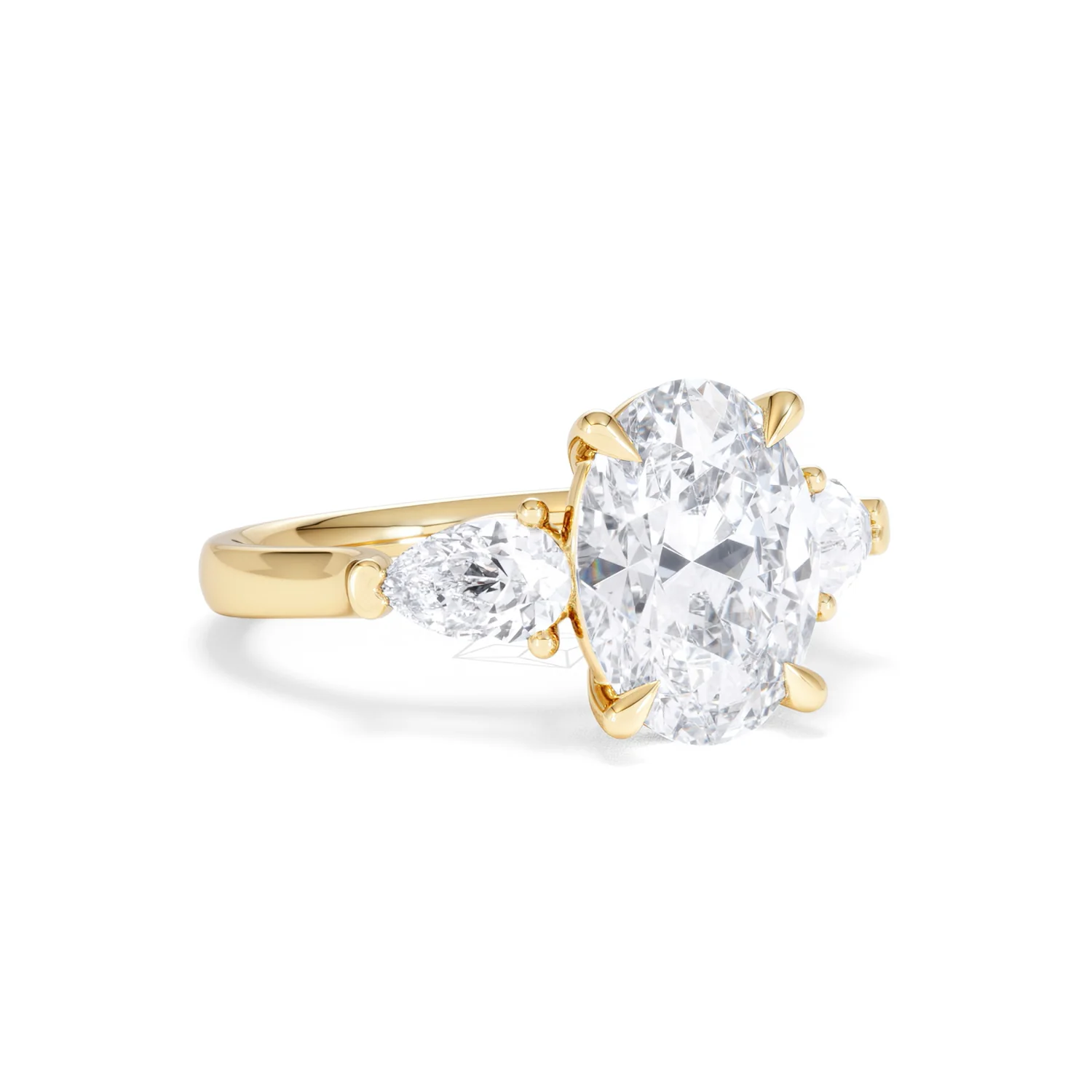 Adore 3.80ct Oval Cut Lab Diamond 3 Stone Engagement Ring in 18K Yellow Gold - Image 13