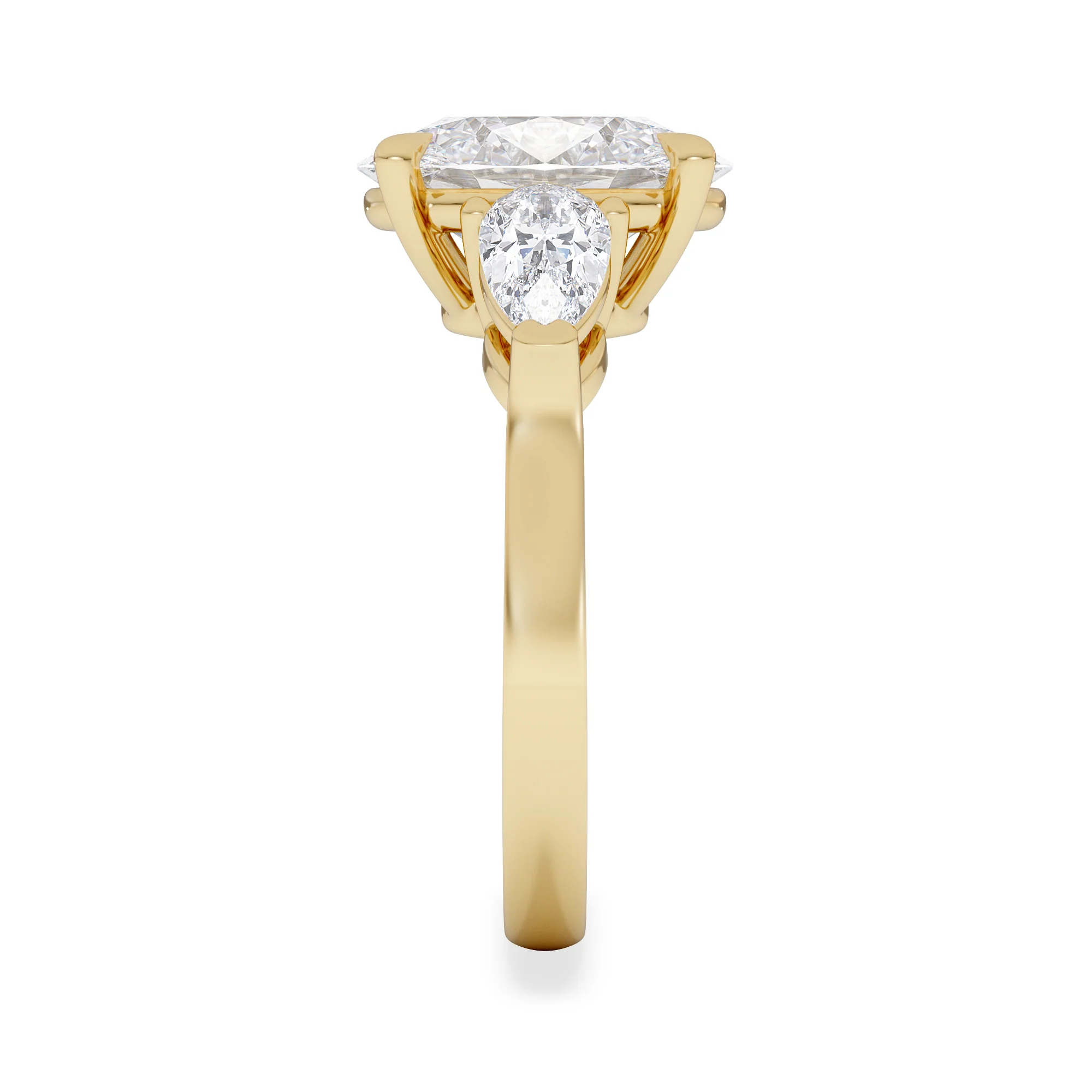 Adore 3.80ct Oval Cut Lab Diamond 3 Stone Engagement Ring in 18K Yellow Gold - Image 5