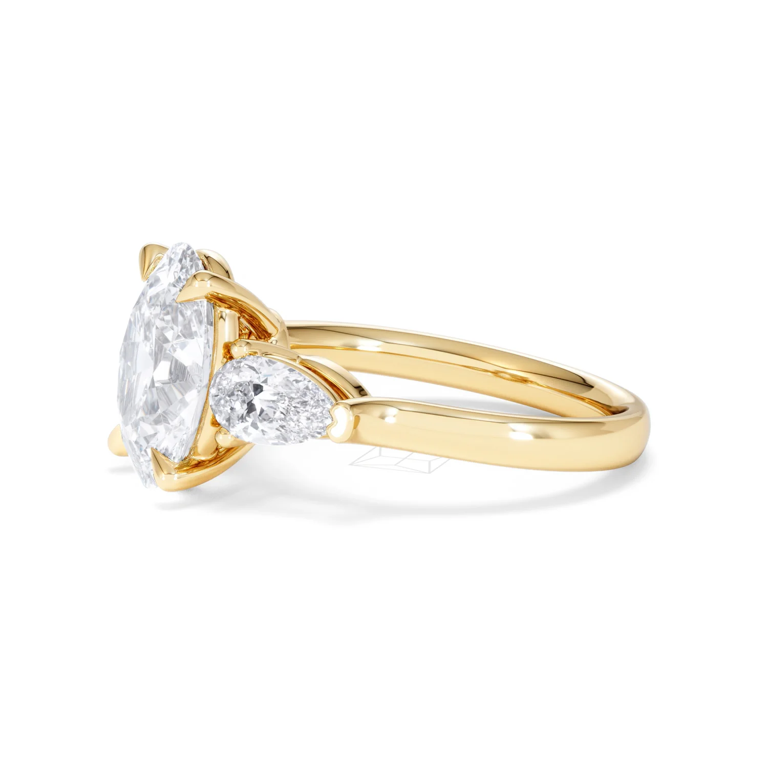 Adore 3.80ct Oval Cut Lab Diamond 3 Stone Engagement Ring in 18K Yellow Gold - Image 72