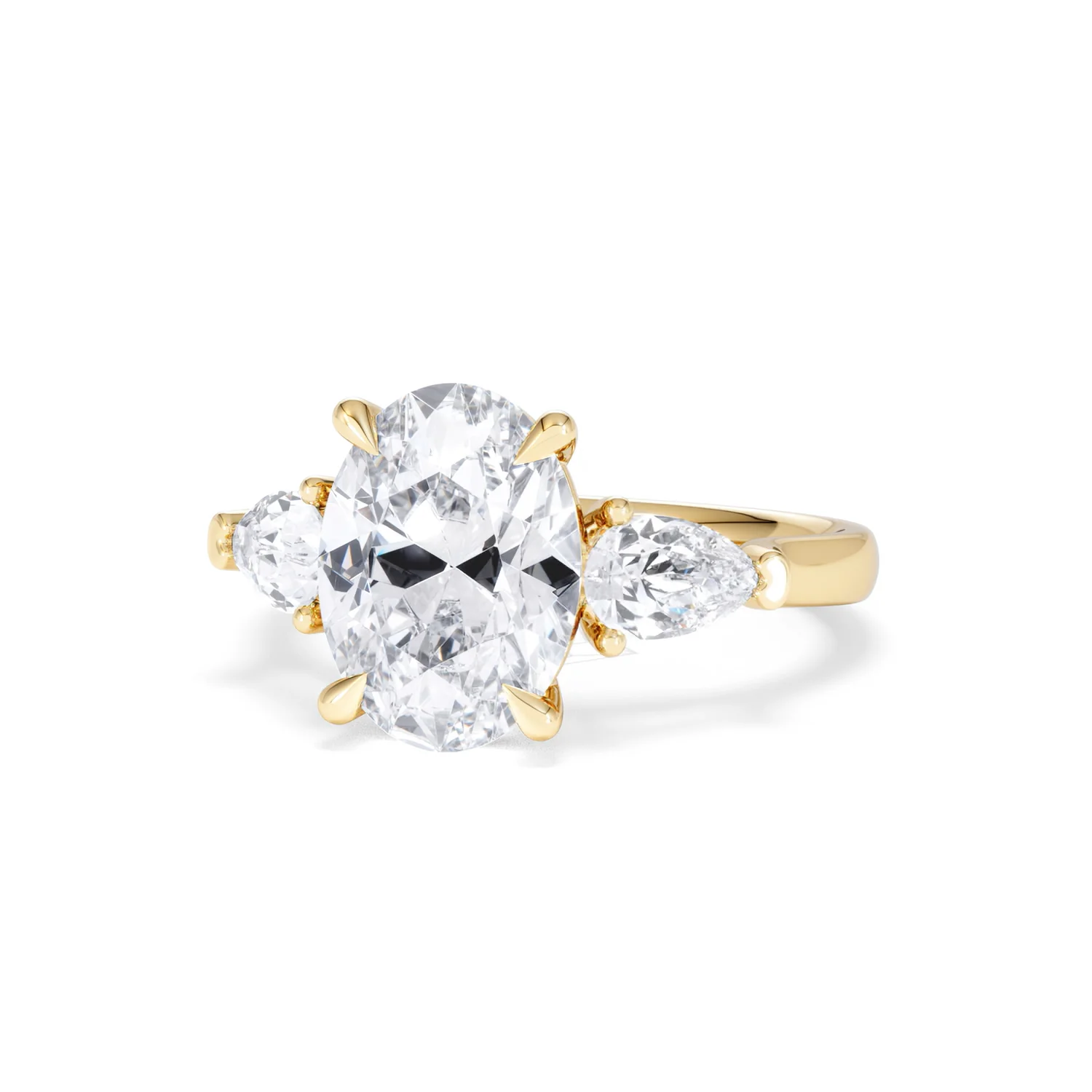 Adore 3.80ct Oval Cut Lab Diamond 3 Stone Engagement Ring in 18K Yellow Gold - Image 83