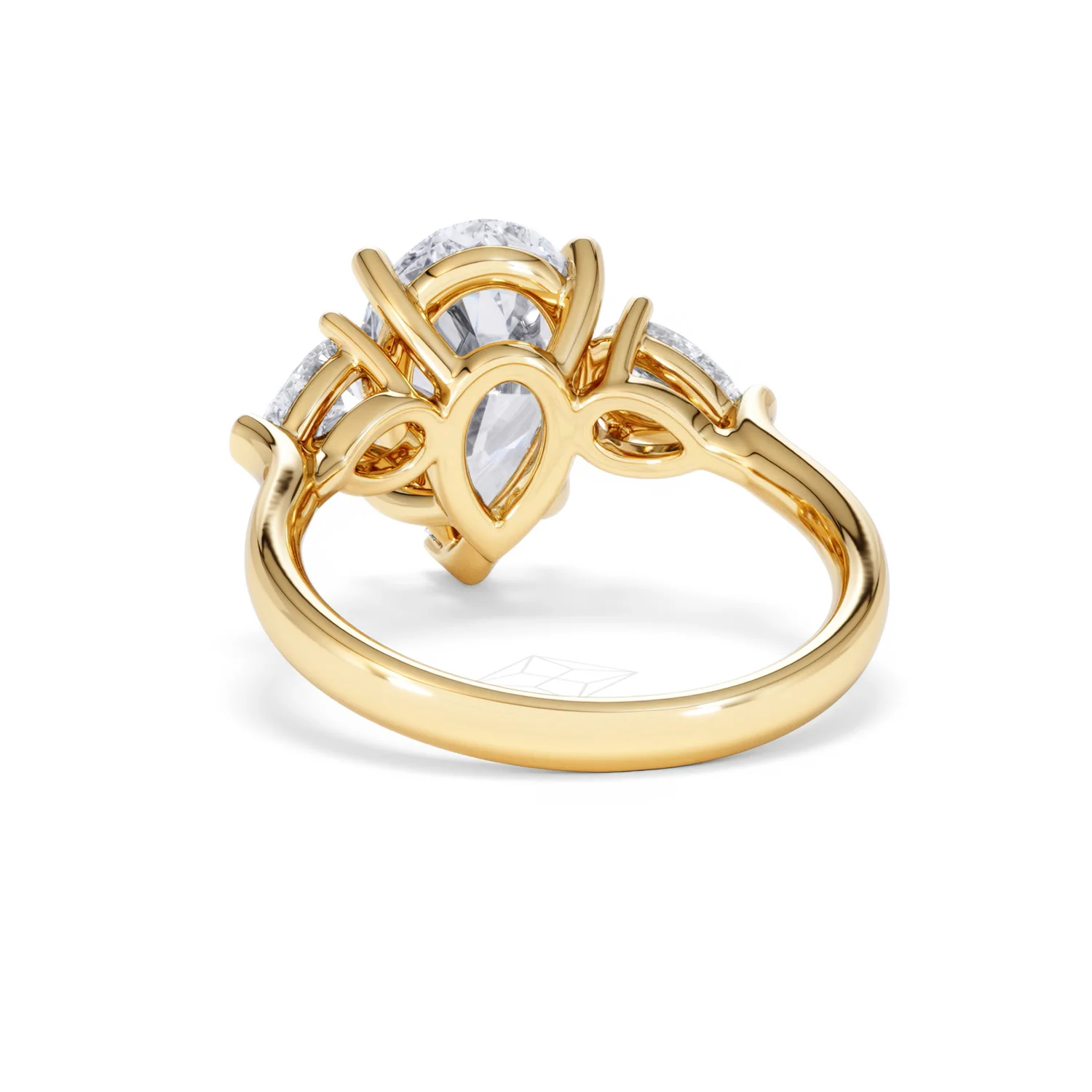 Adore 3.80ct Pear Cut Lab Diamond 3 Stone Engagement Ring in 18K Yellow Gold - Image 50