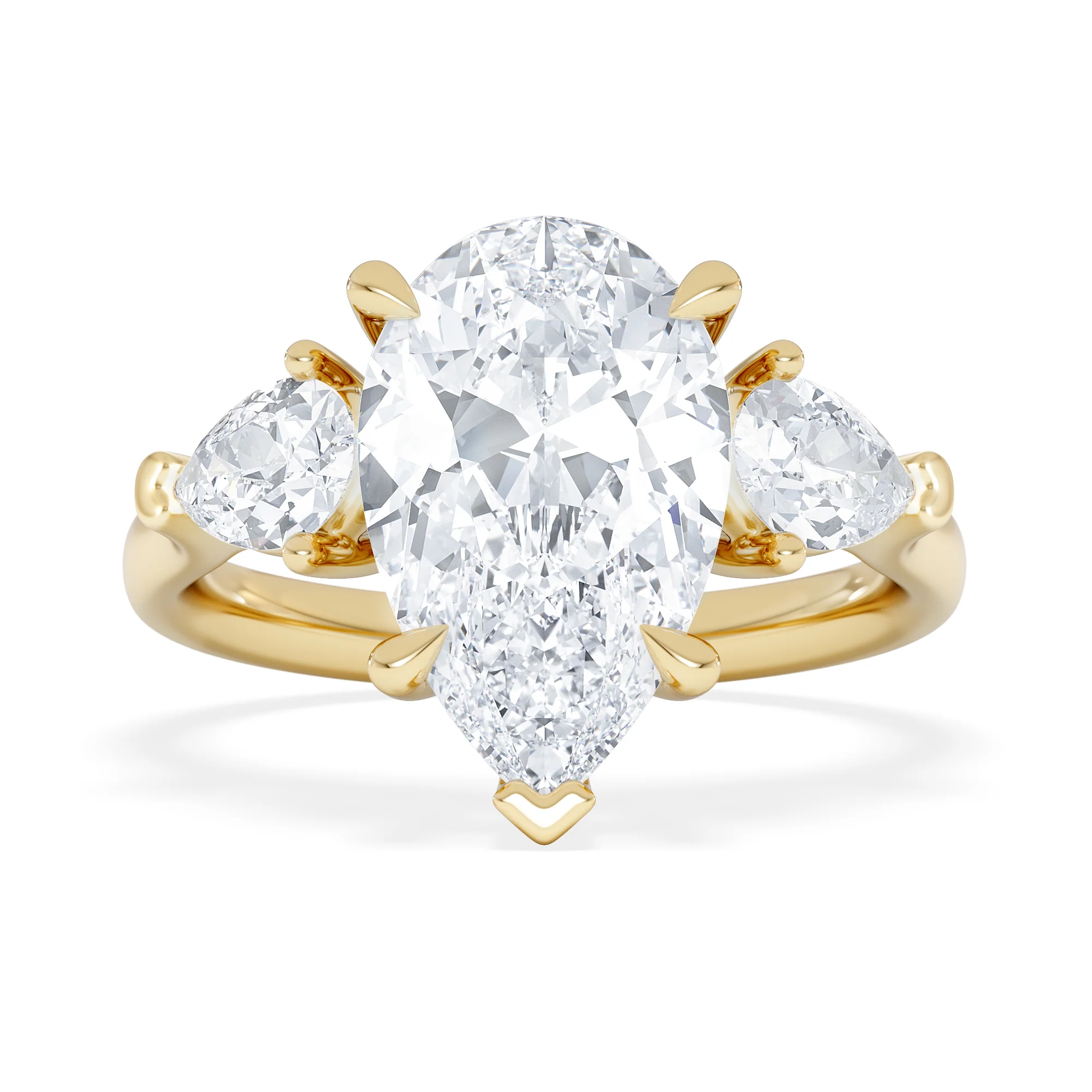 Adore 3.80ct Pear Cut Lab Diamond 3 Stone Engagement Ring in 18K Yellow Gold - Image 6