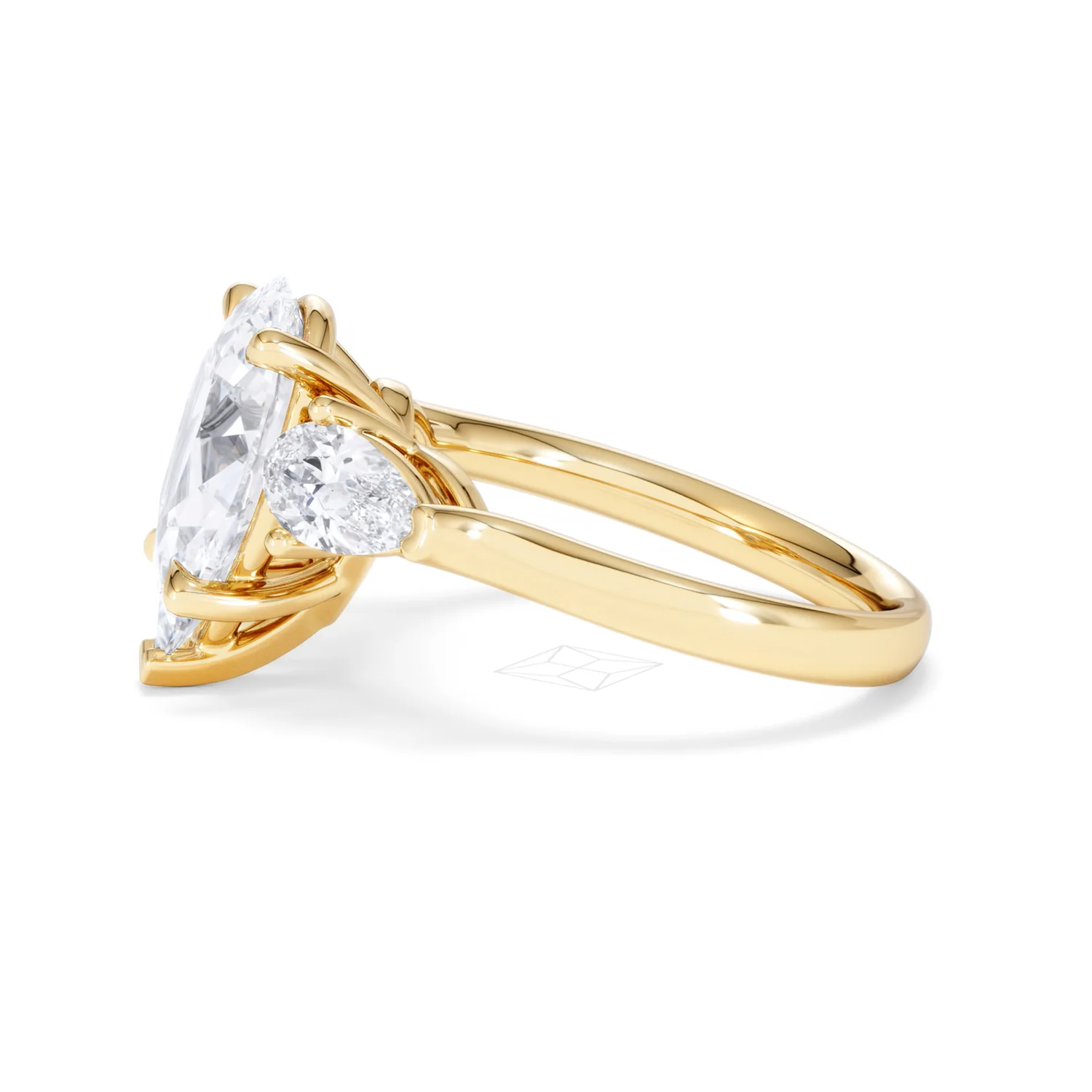 Adore 3.80ct Pear Cut Lab Diamond 3 Stone Engagement Ring in 18K Yellow Gold - Image 69