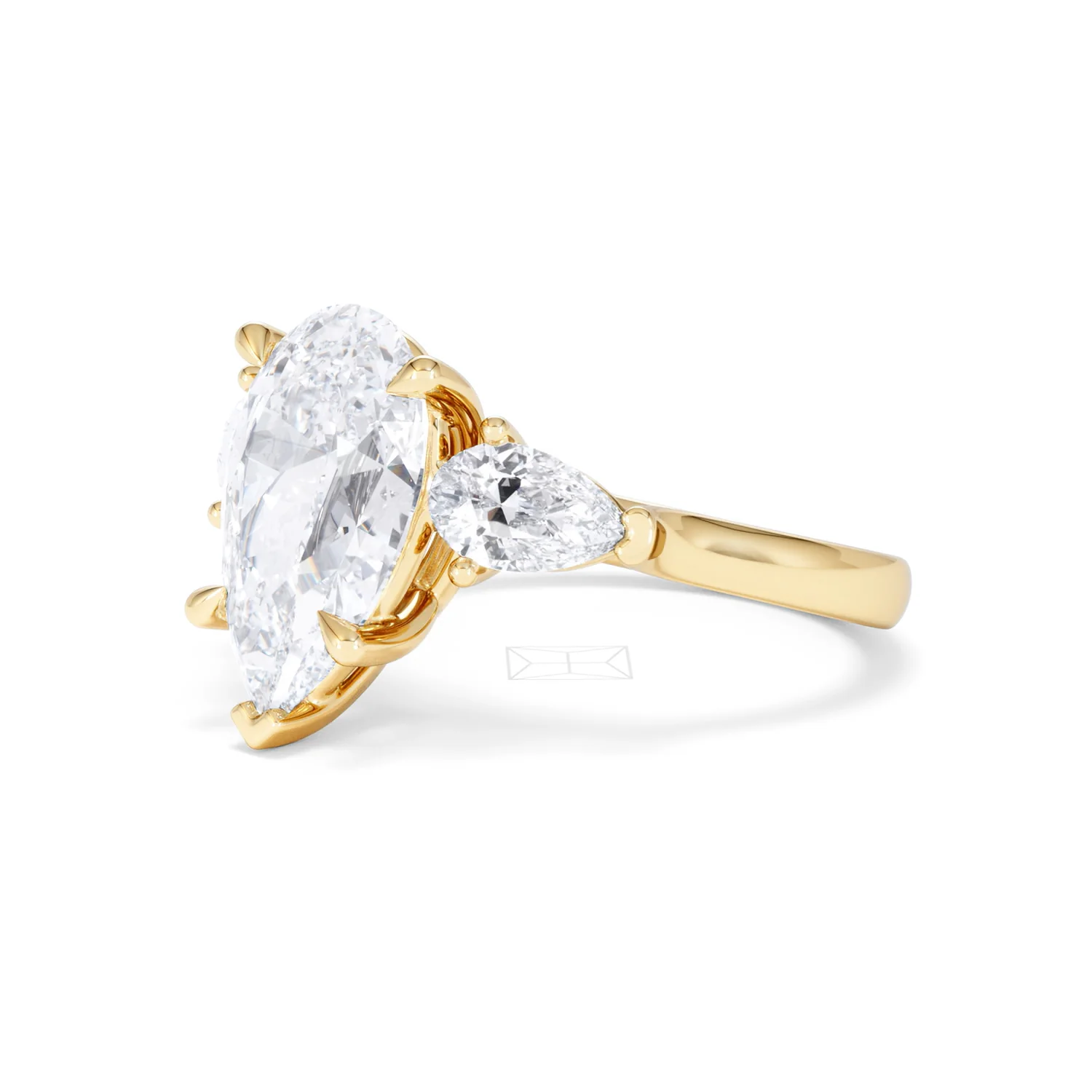 Adore 3.80ct Pear Cut Lab Diamond 3 Stone Engagement Ring in 18K Yellow Gold - Image 77
