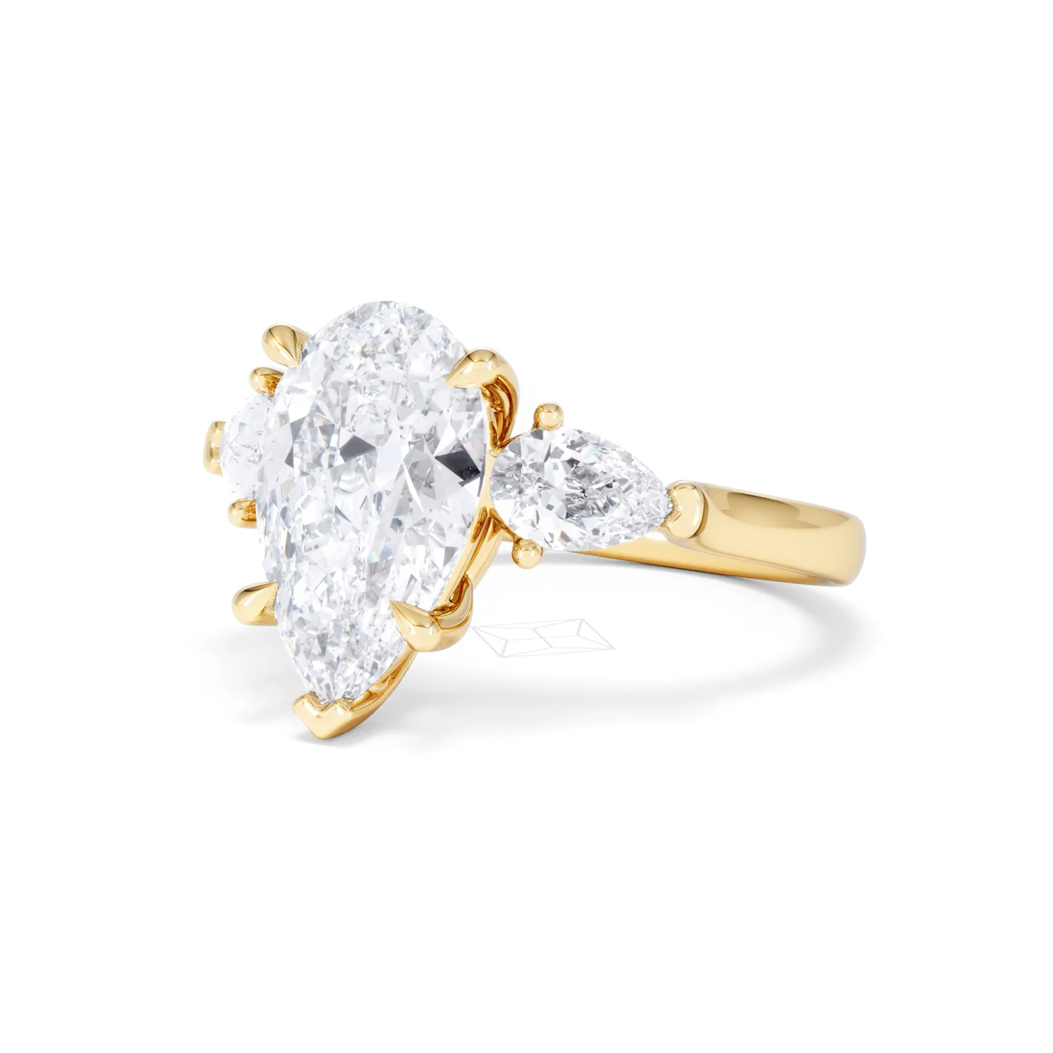 Adore 3.80ct Pear Cut Lab Diamond 3 Stone Engagement Ring in 18K Yellow Gold - Image 80