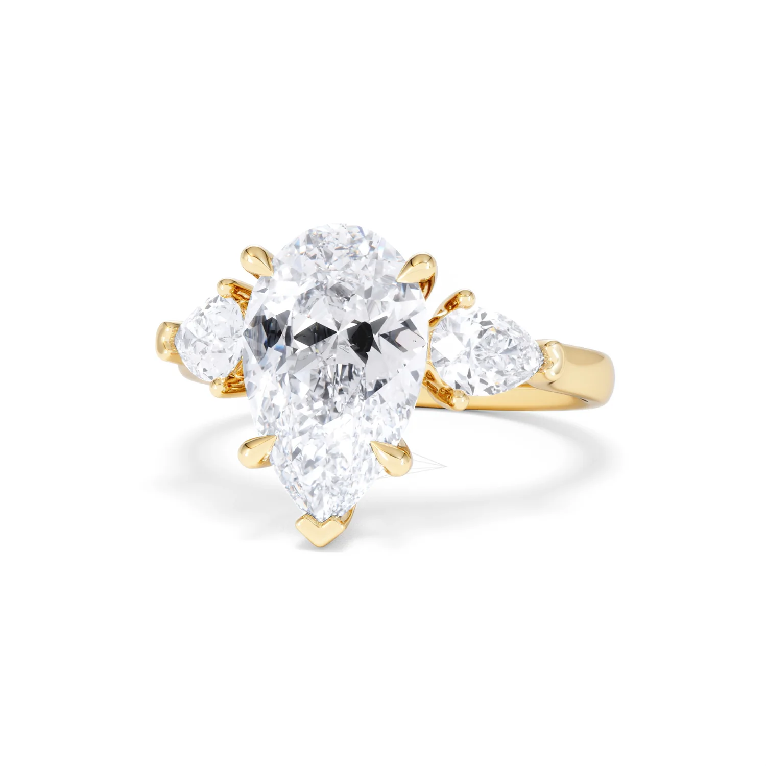 Adore 3.80ct Pear Cut Lab Diamond 3 Stone Engagement Ring in 18K Yellow Gold - Image 84