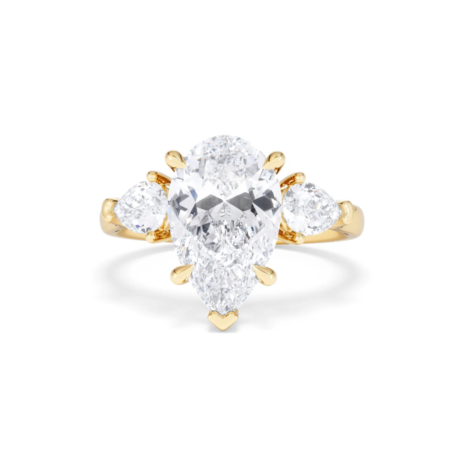 Adore 3.80ct Pear Cut Lab Diamond 3 Stone Engagement Ring in 18K Yellow Gold - Image 86