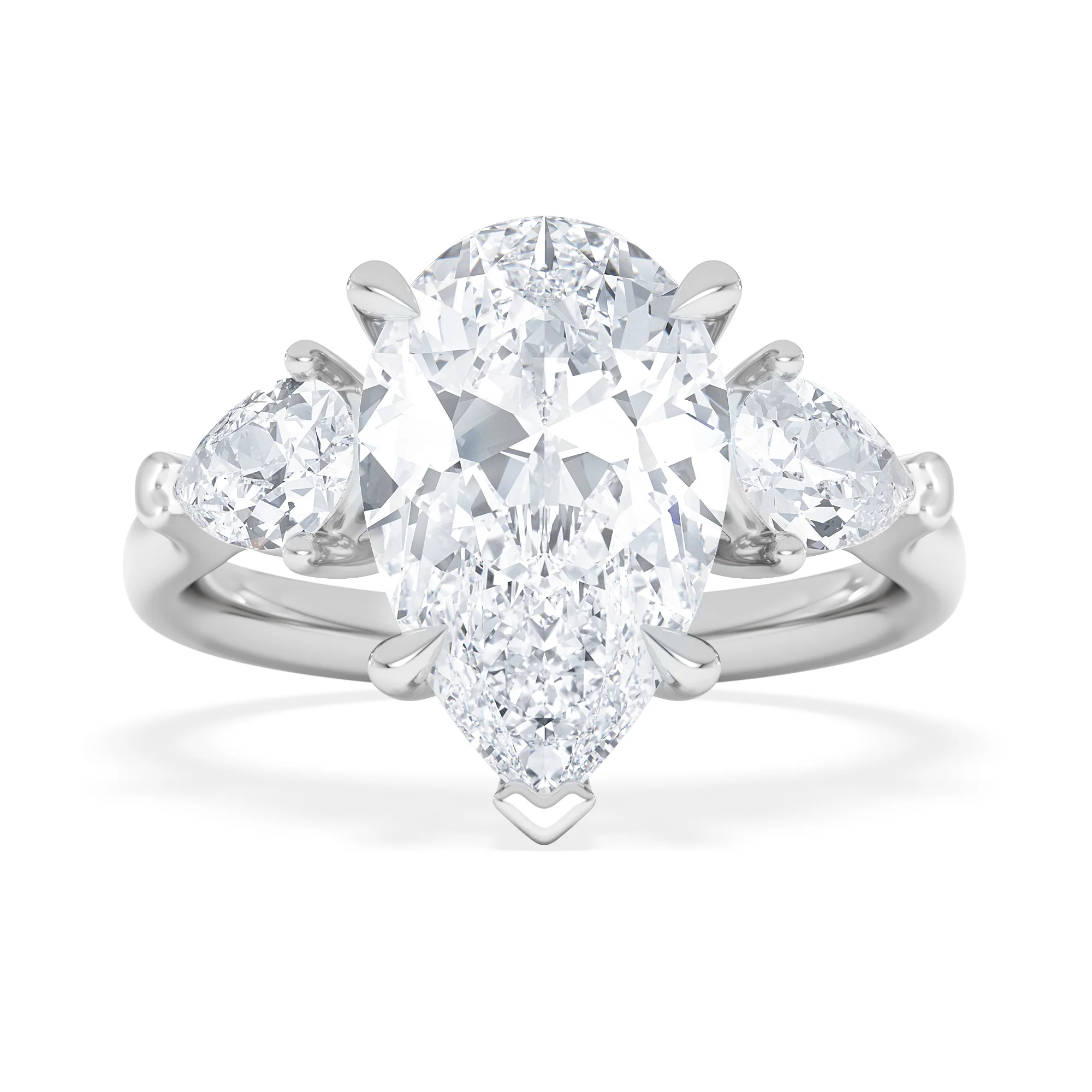 Adore 3.80ct Pear Cut Lab Diamond 3 Stone Engagement Ring in Platinum - Image 6