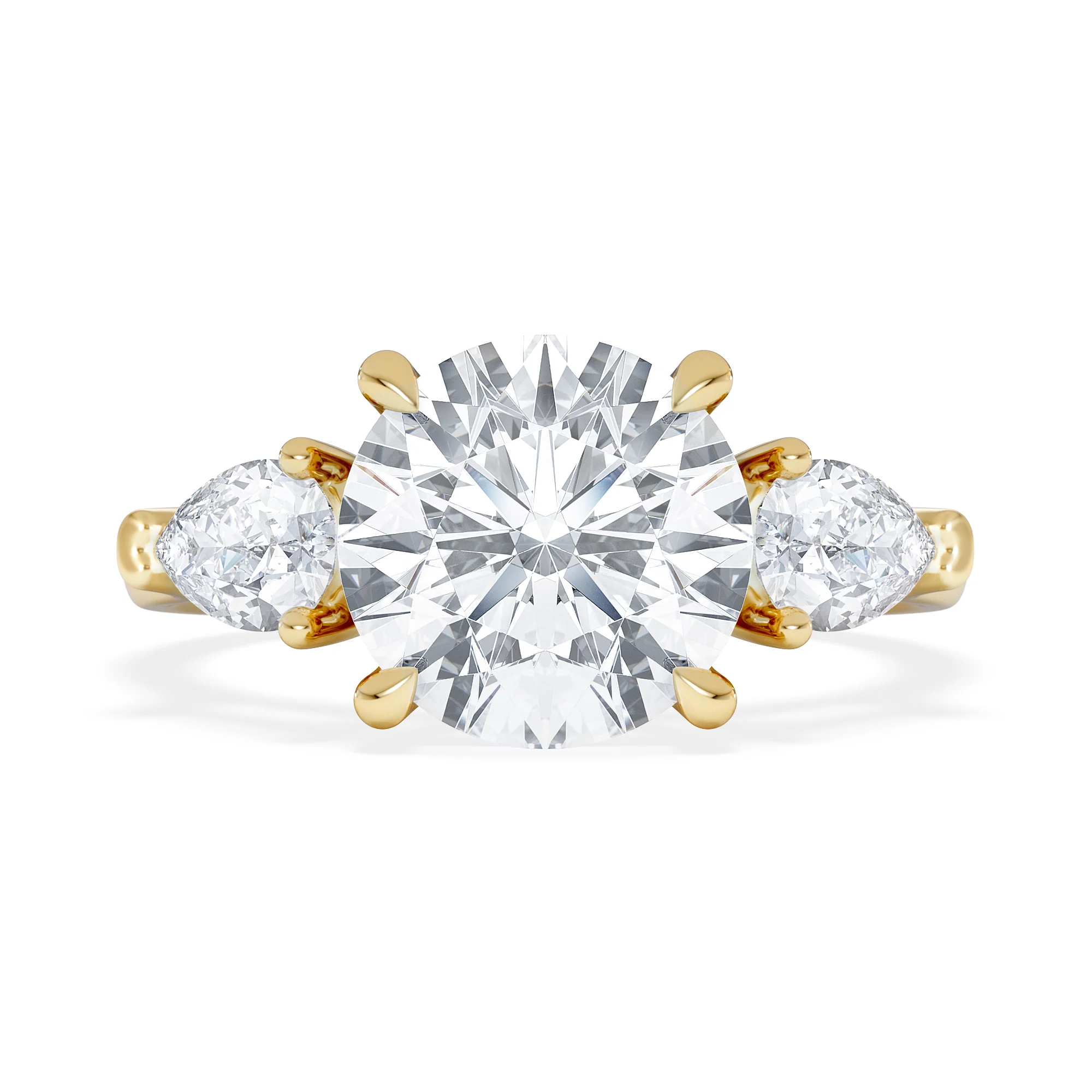 Adore 3.80ct Round Cut Lab Diamond 3 Stone Engagement Ring in 18K Yellow Gold - Image 6