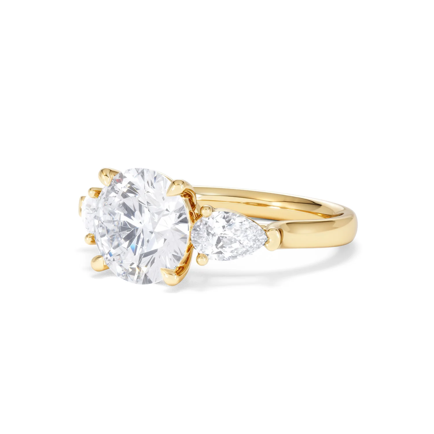 Adore 3.80ct Round Cut Lab Diamond 3 Stone Engagement Ring in 18K Yellow Gold - Image 79