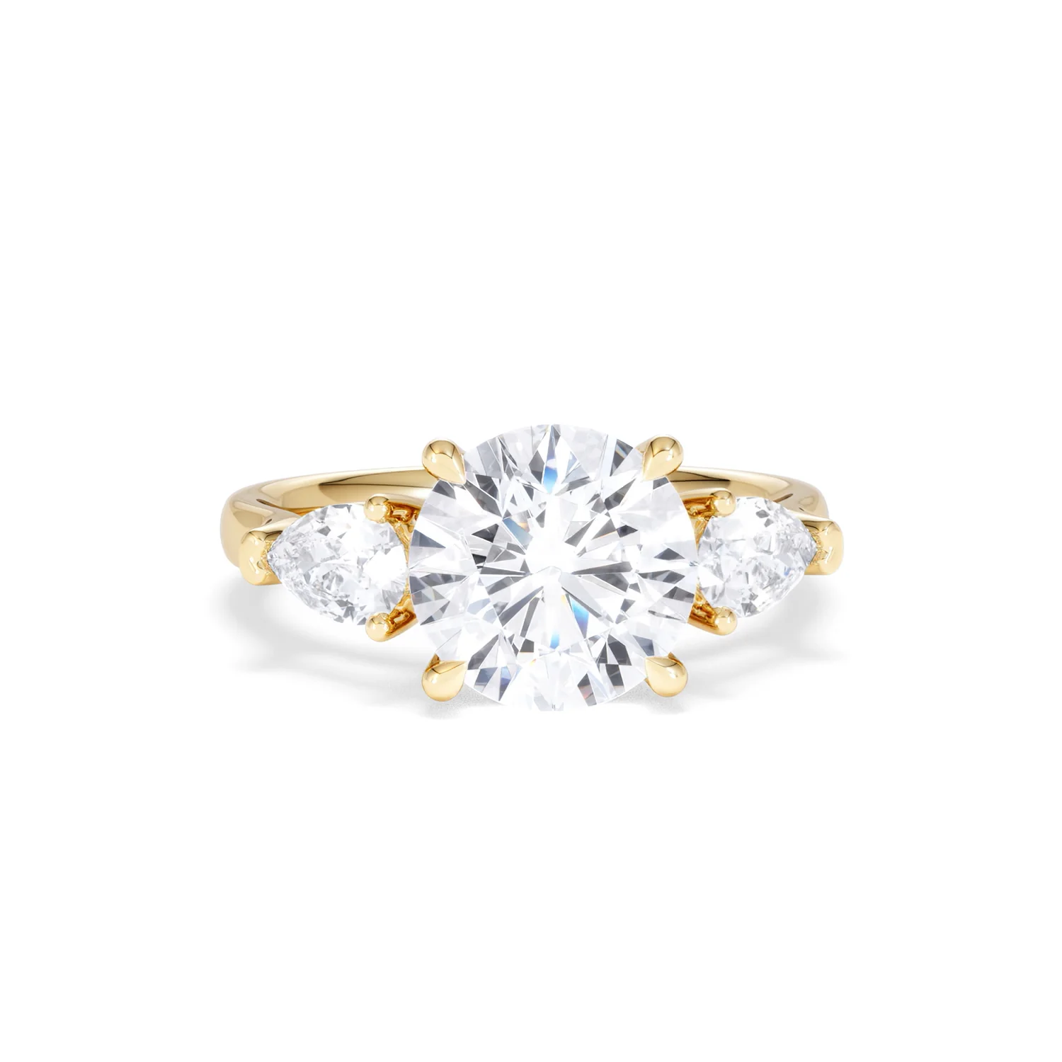 Adore 3.80ct Round Cut Lab Diamond 3 Stone Engagement Ring in 18K Yellow Gold - Image 8