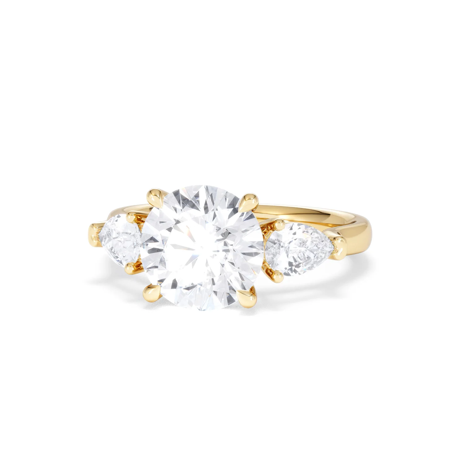 Adore 3.80ct Round Cut Lab Diamond 3 Stone Engagement Ring in 18K Yellow Gold - Image 84