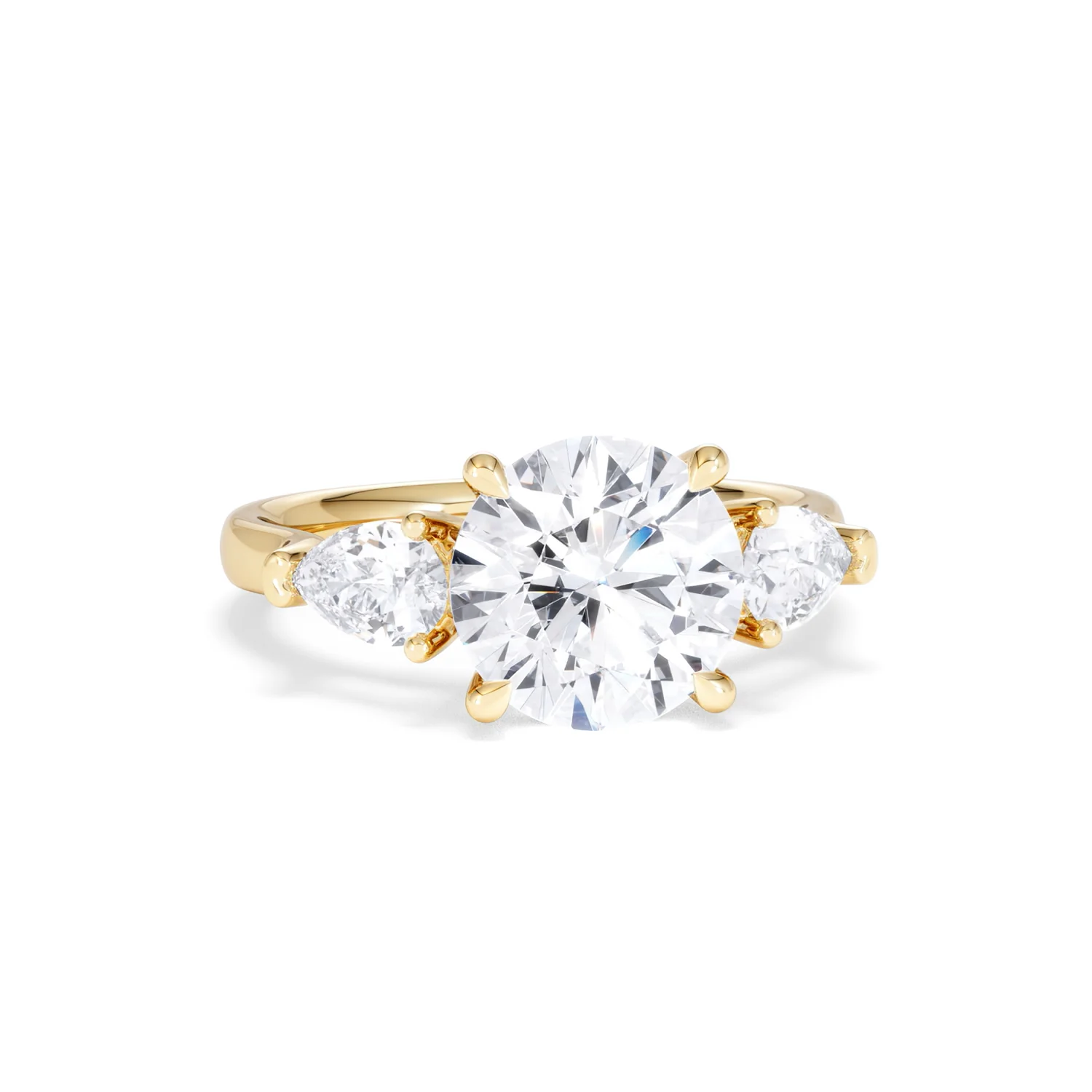 Adore 3.80ct Round Cut Lab Diamond 3 Stone Engagement Ring in 18K Yellow Gold - Image 9