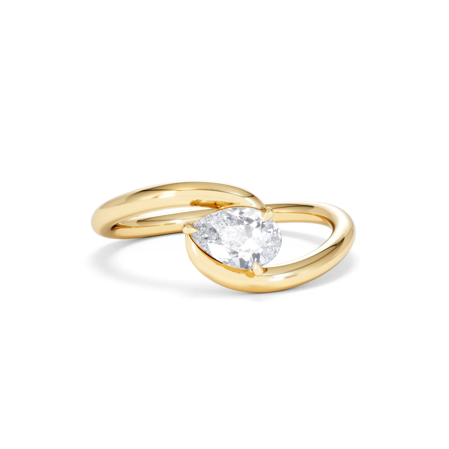 Affinity 0.50ct Pear Cut Lab Diamond Solitaire Engagement Ring in 18K Yellow Gold - Image 10