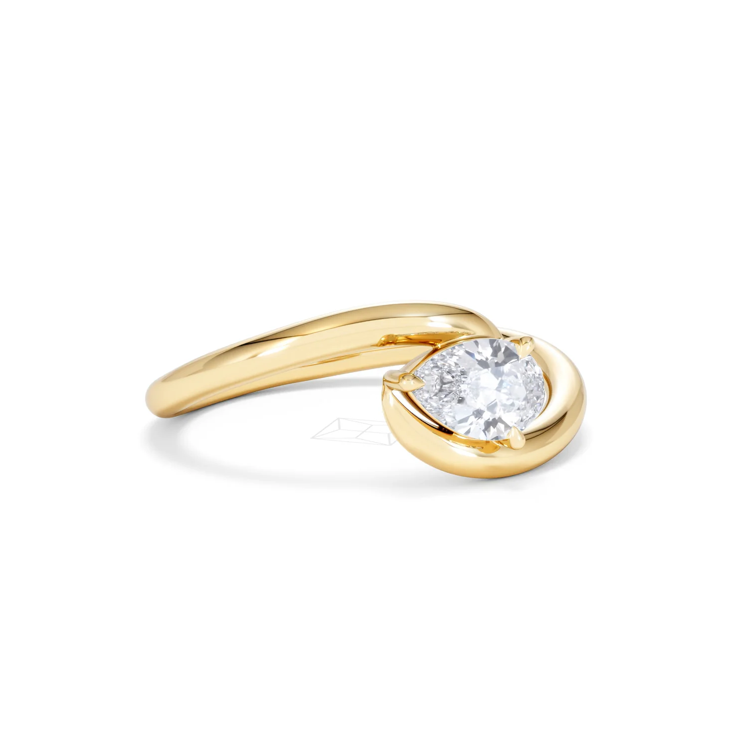 Affinity 0.50ct Pear Cut Lab Diamond Solitaire Engagement Ring in 18K Yellow Gold - Image 15