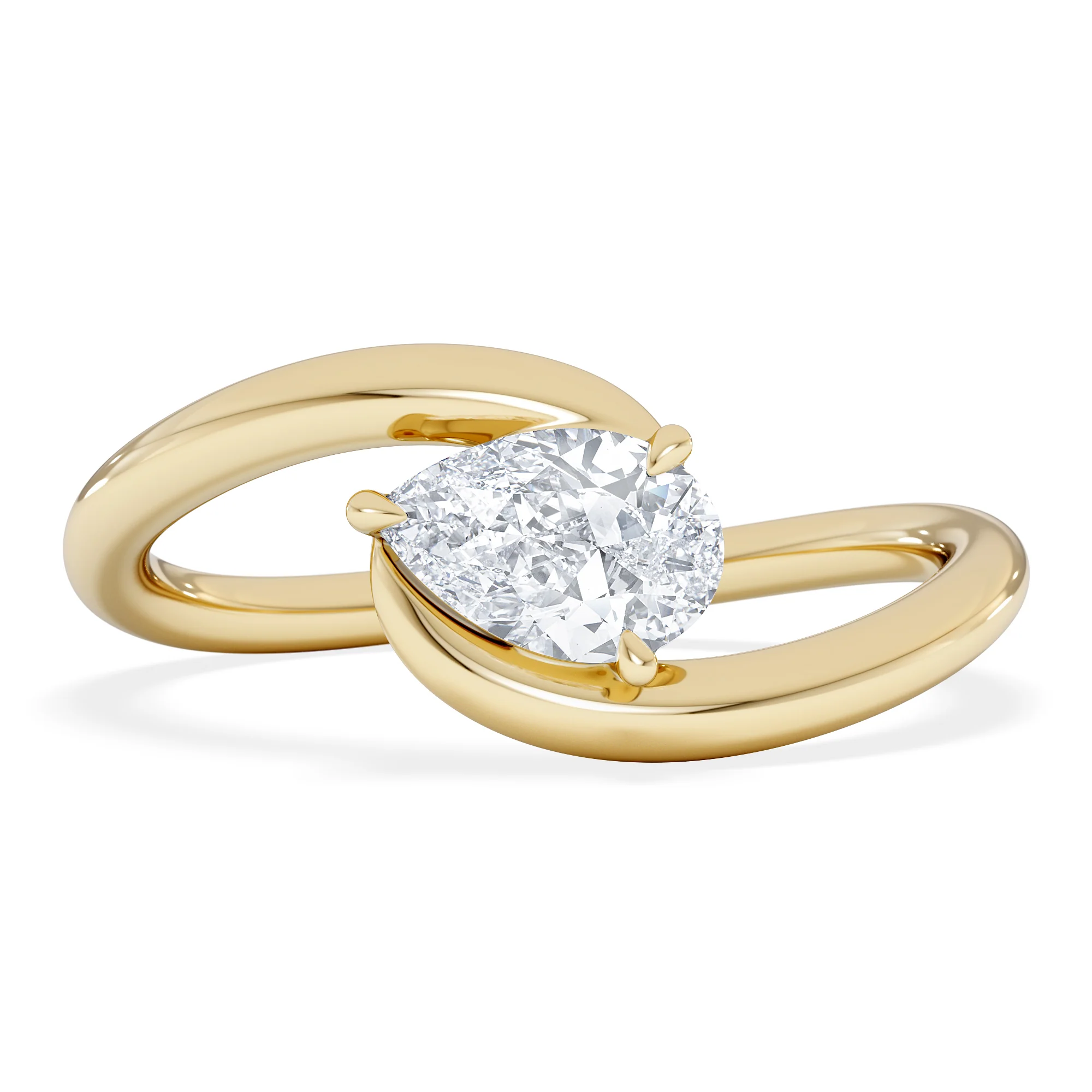 Affinity 0.50ct Pear Cut Lab Diamond Solitaire Engagement Ring in 18K Yellow Gold - Image 7