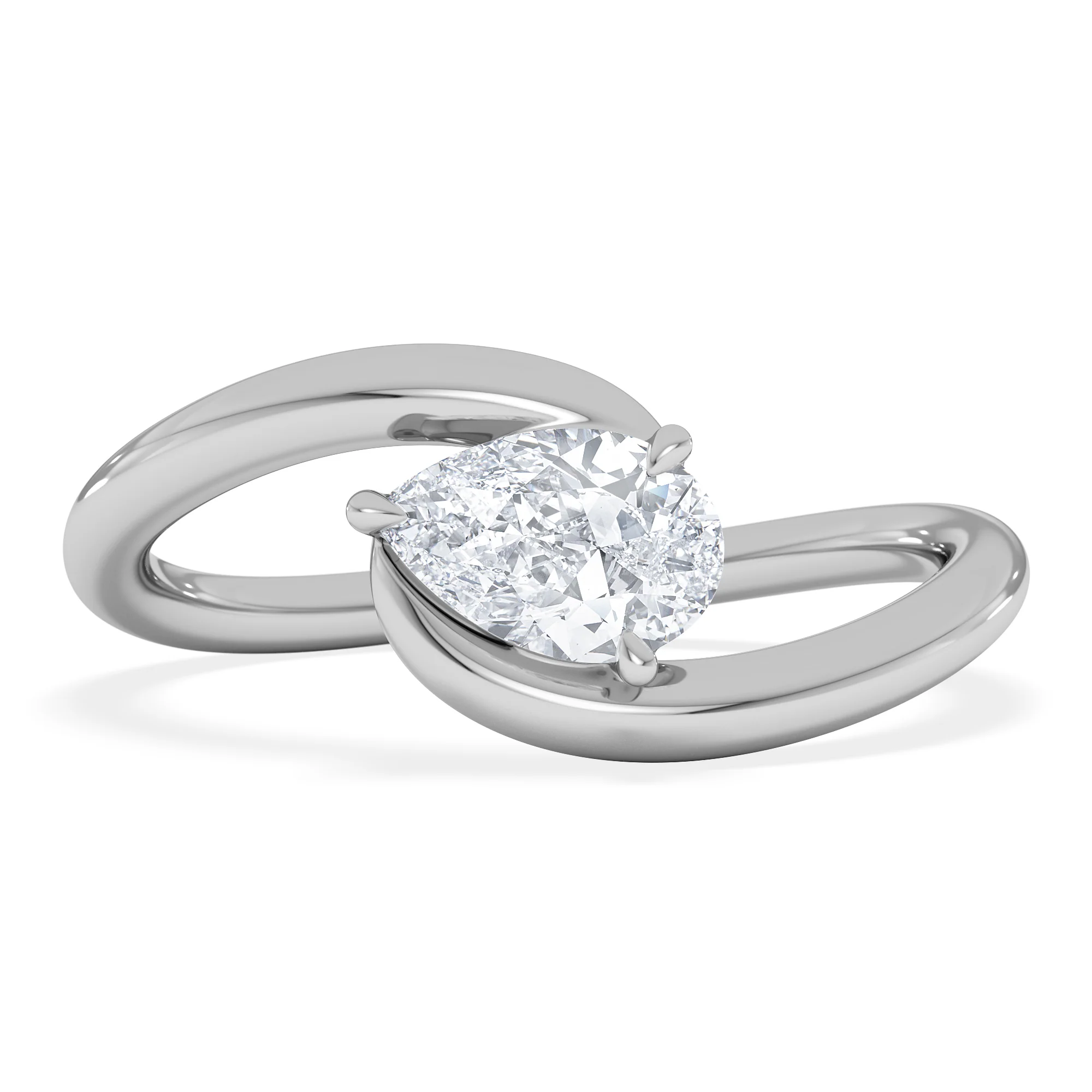 Affinity 0.50ct Pear Cut Lab Diamond Solitaire Engagement Ring in Platinum - Image 7
