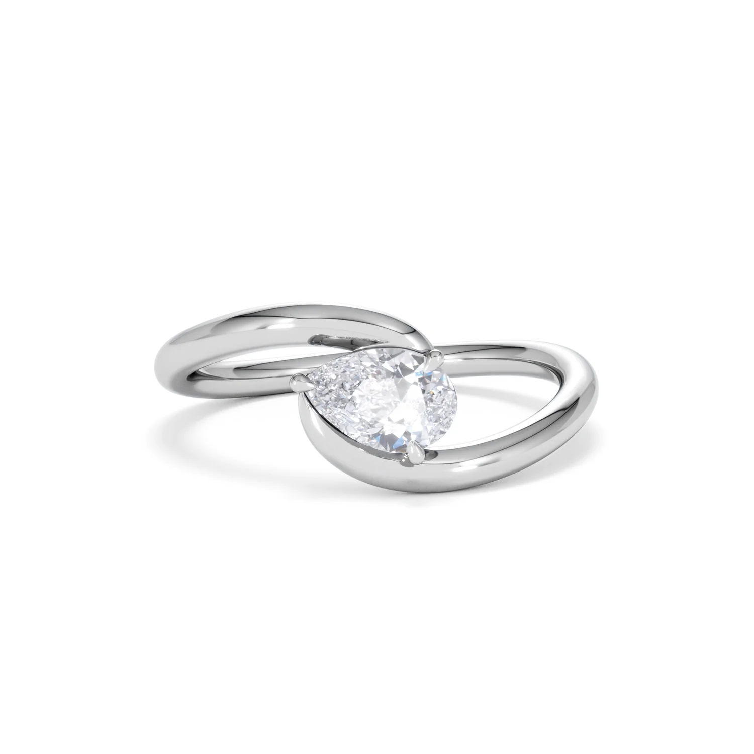 Affinity 0.50ct Pear Cut Lab Diamond Solitaire Engagement Ring in Platinum - Image 9
