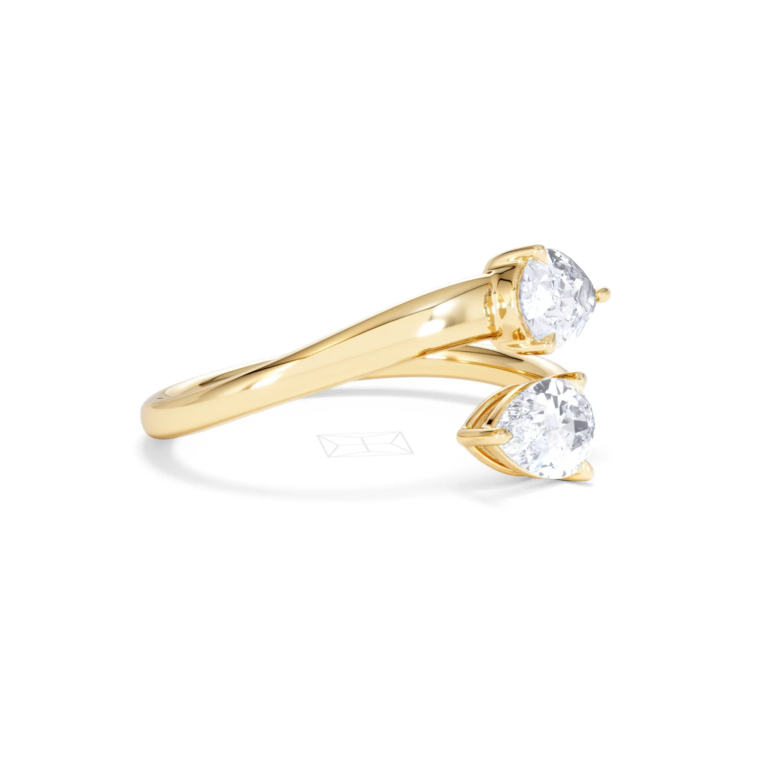 Affinity 0.80ct Pear Cut Lab Diamond 2 Stone Ring in 18K Yellow Gold - Image 21