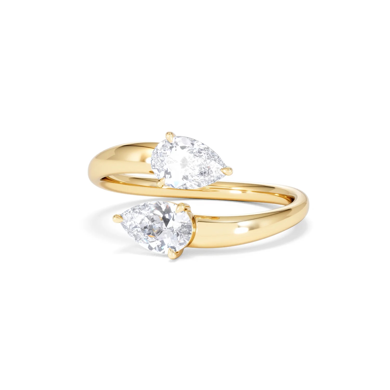 Affinity 0.80ct Pear Cut Lab Diamond 2 Stone Ring in 18K Yellow Gold - Image 86