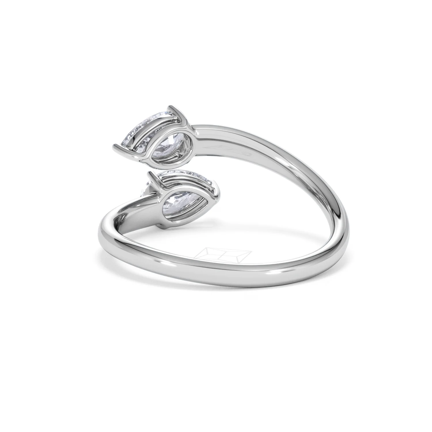 Affinity 0.80ct Pear Cut Lab Diamond 2 Stone Ring in Platinum - Image 55