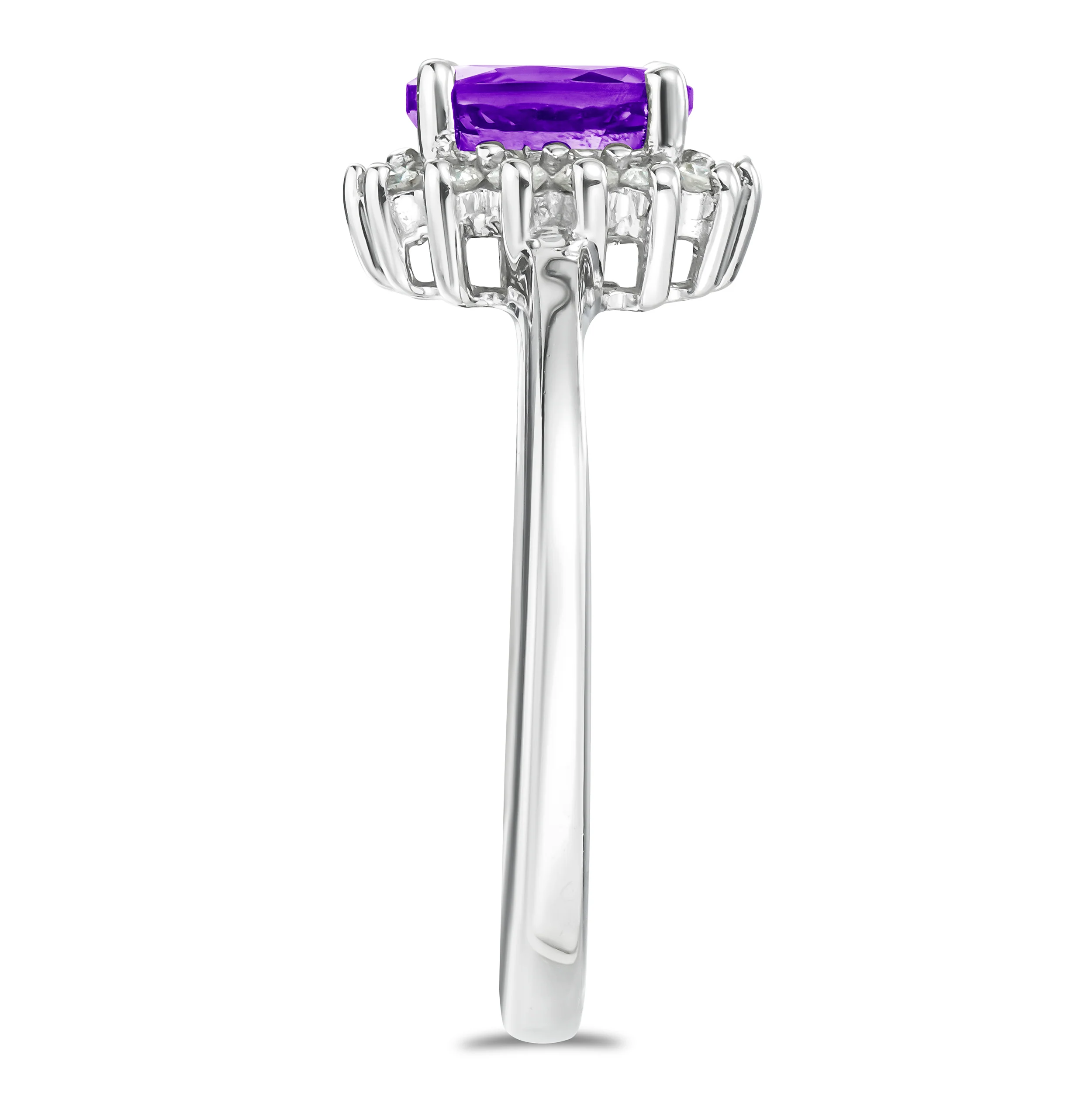 Amethyst 0.70ct And Diamond 925 Sterling Silver Ring - Image 3