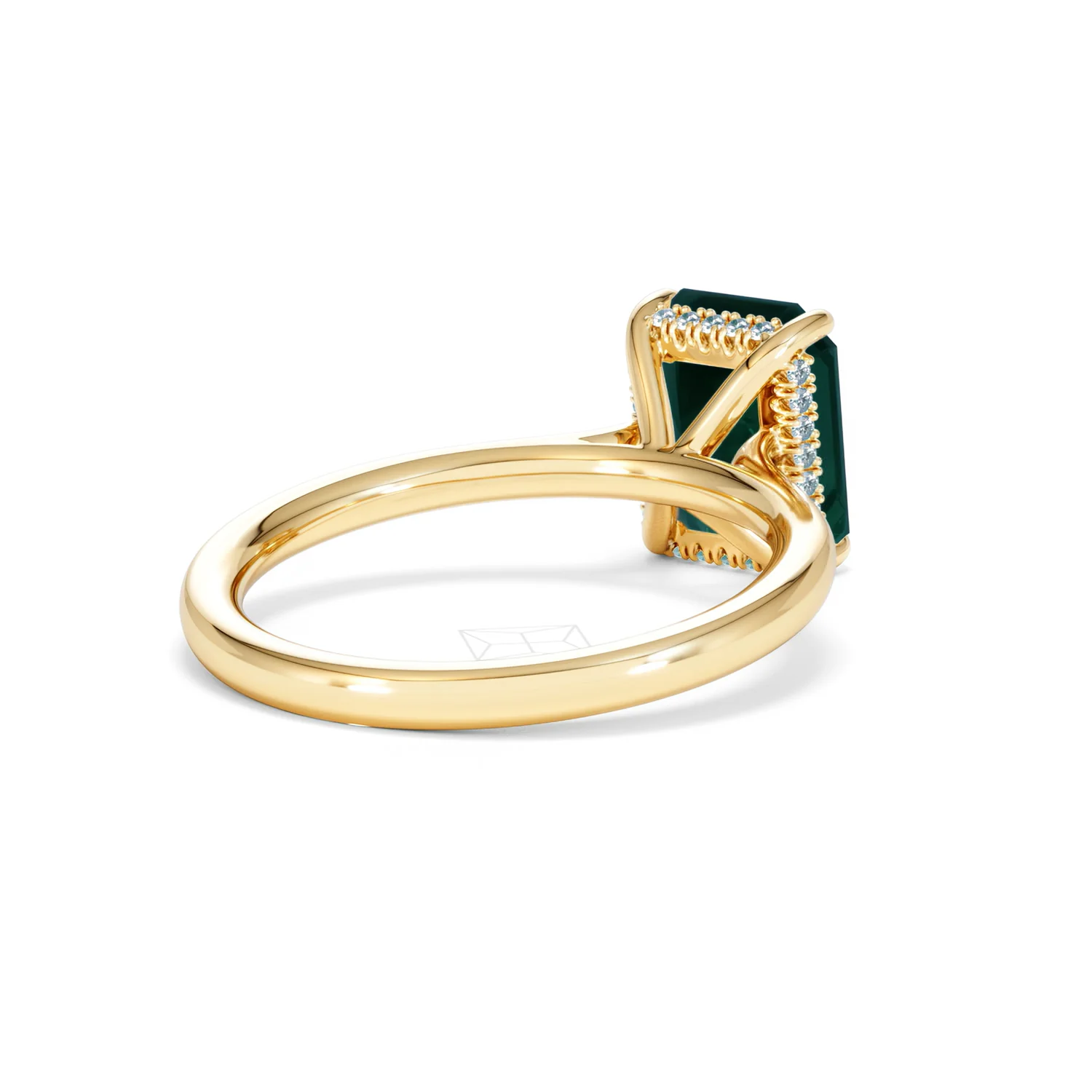 Amora 2.00ct Emerald Cut Lab Emerald Hidden Halo Engagement Ring in 18K Yellow Gold - Image 41