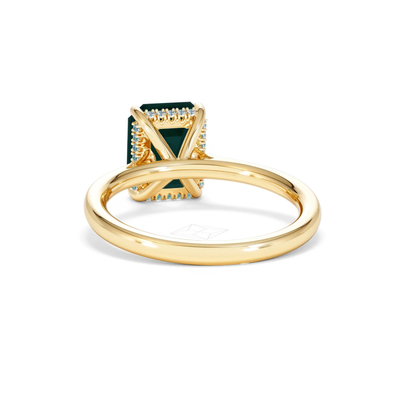 Amora 2.00ct Emerald Cut Lab Emerald Hidden Halo Engagement Ring in 18K Yellow Gold - Image 52