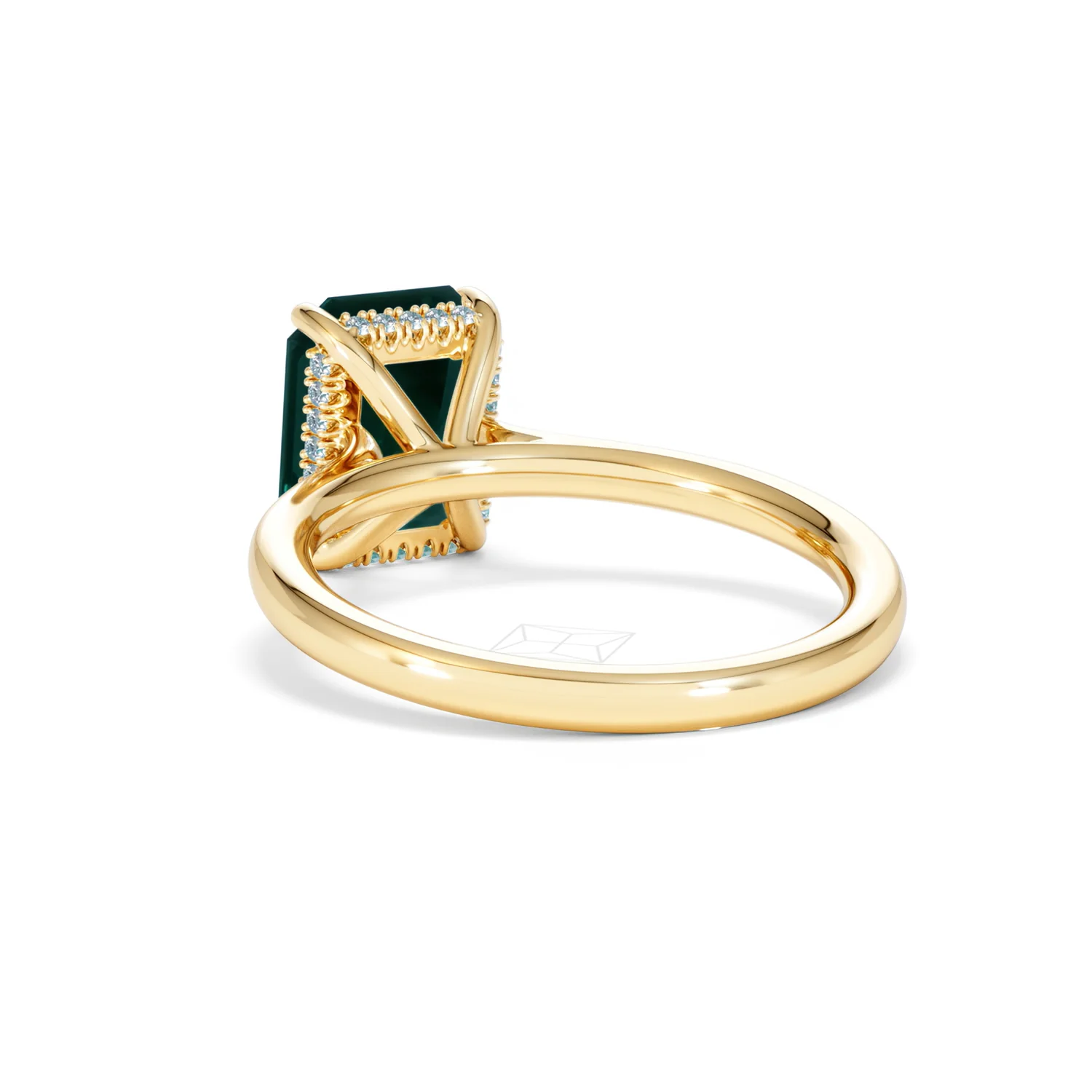 Amora 2.00ct Emerald Cut Lab Emerald Hidden Halo Engagement Ring in 18K Yellow Gold - Image 55