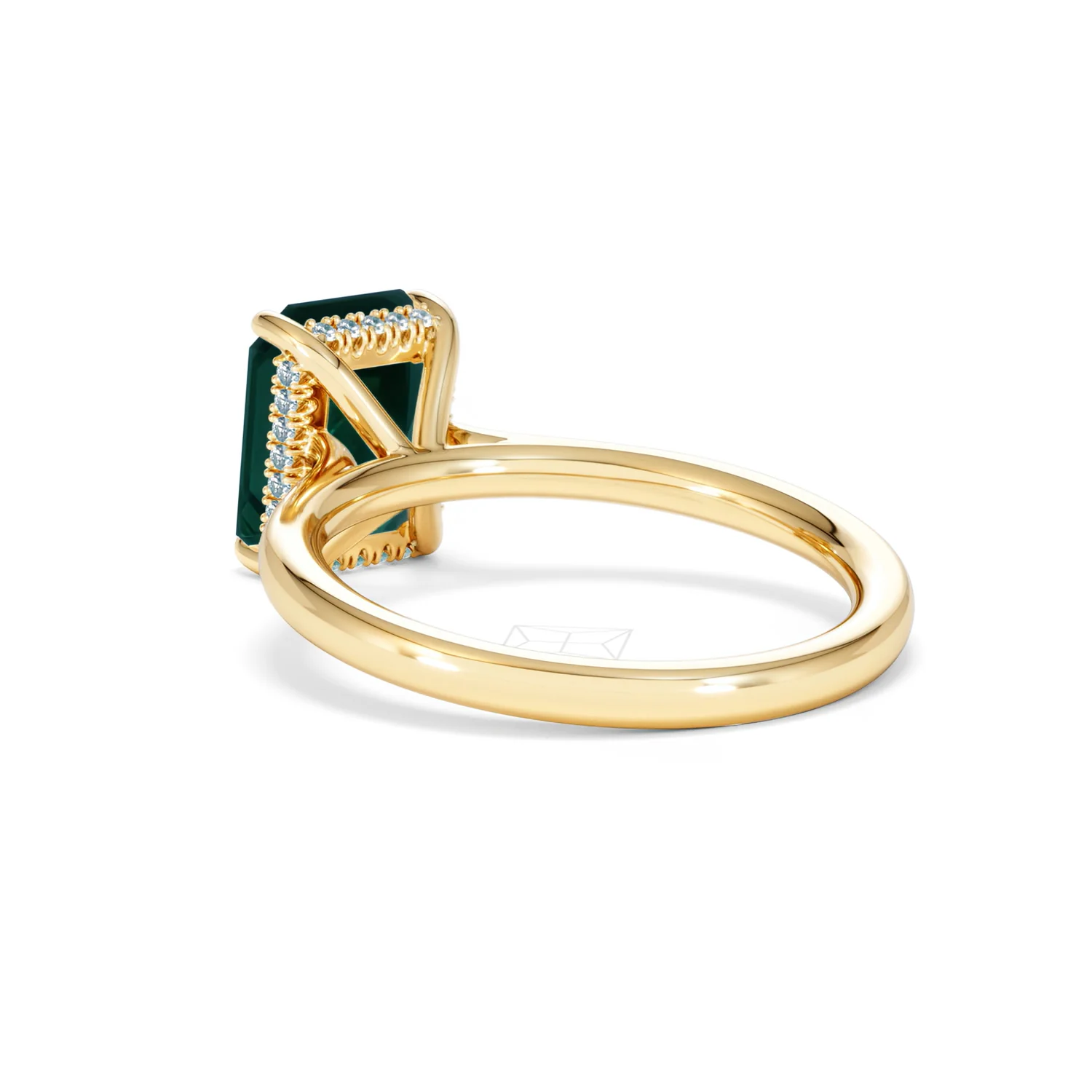 Amora 2.00ct Emerald Cut Lab Emerald Hidden Halo Engagement Ring in 18K Yellow Gold - Image 57