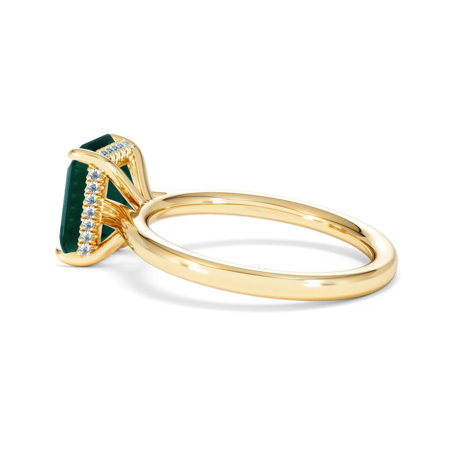 Amora 2.00ct Emerald Cut Lab Emerald Hidden Halo Engagement Ring in 18K Yellow Gold - Image 64