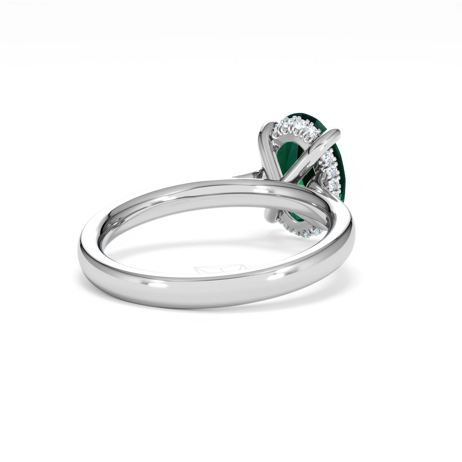 Amora 2.00ct Oval Cut Lab Emerald Hidden Halo Engagement Ring in 18K White Gold - Image 41