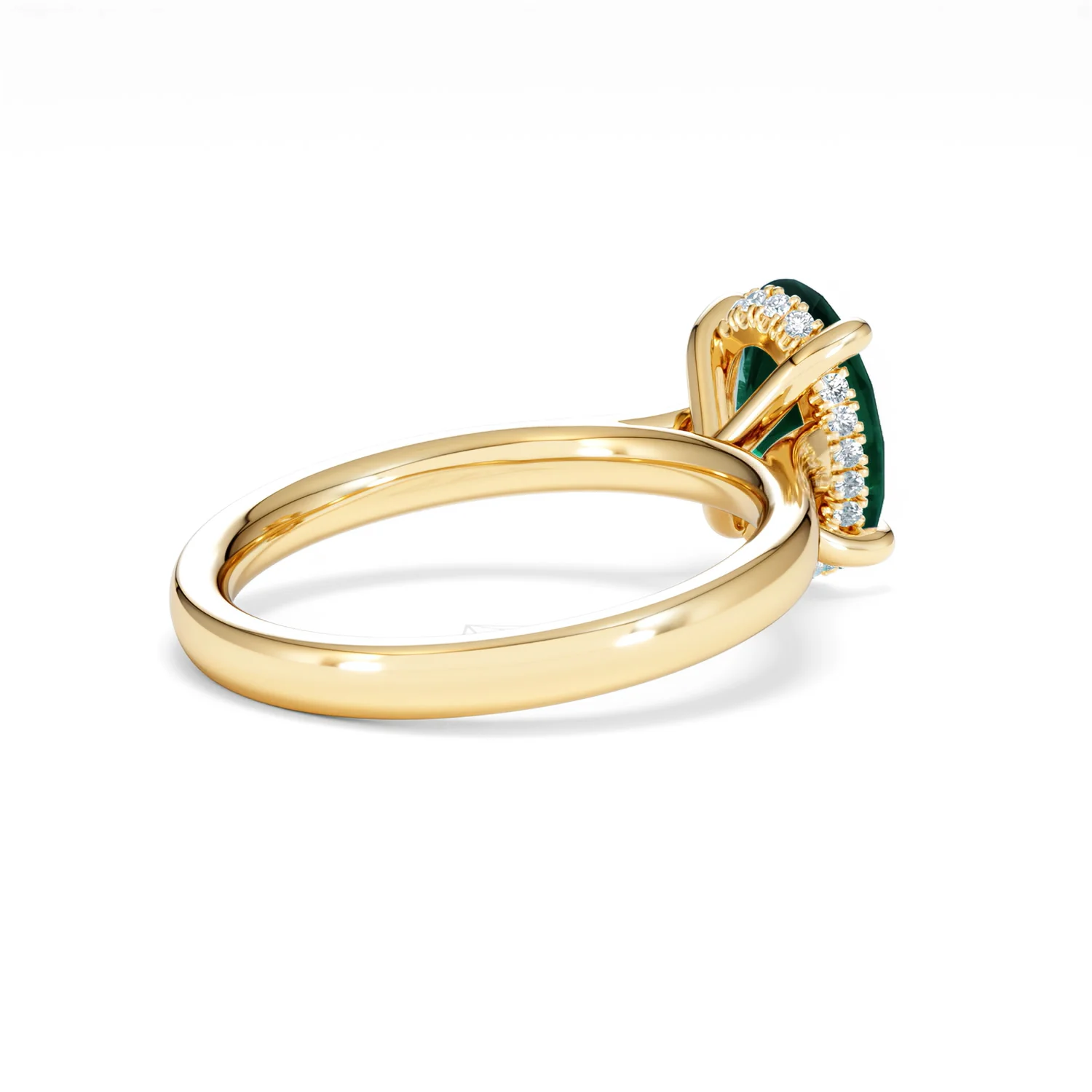 Amora 2.00ct Oval Cut Lab Emerald Hidden Halo Engagement Ring in 18K Yellow Gold - Image 37