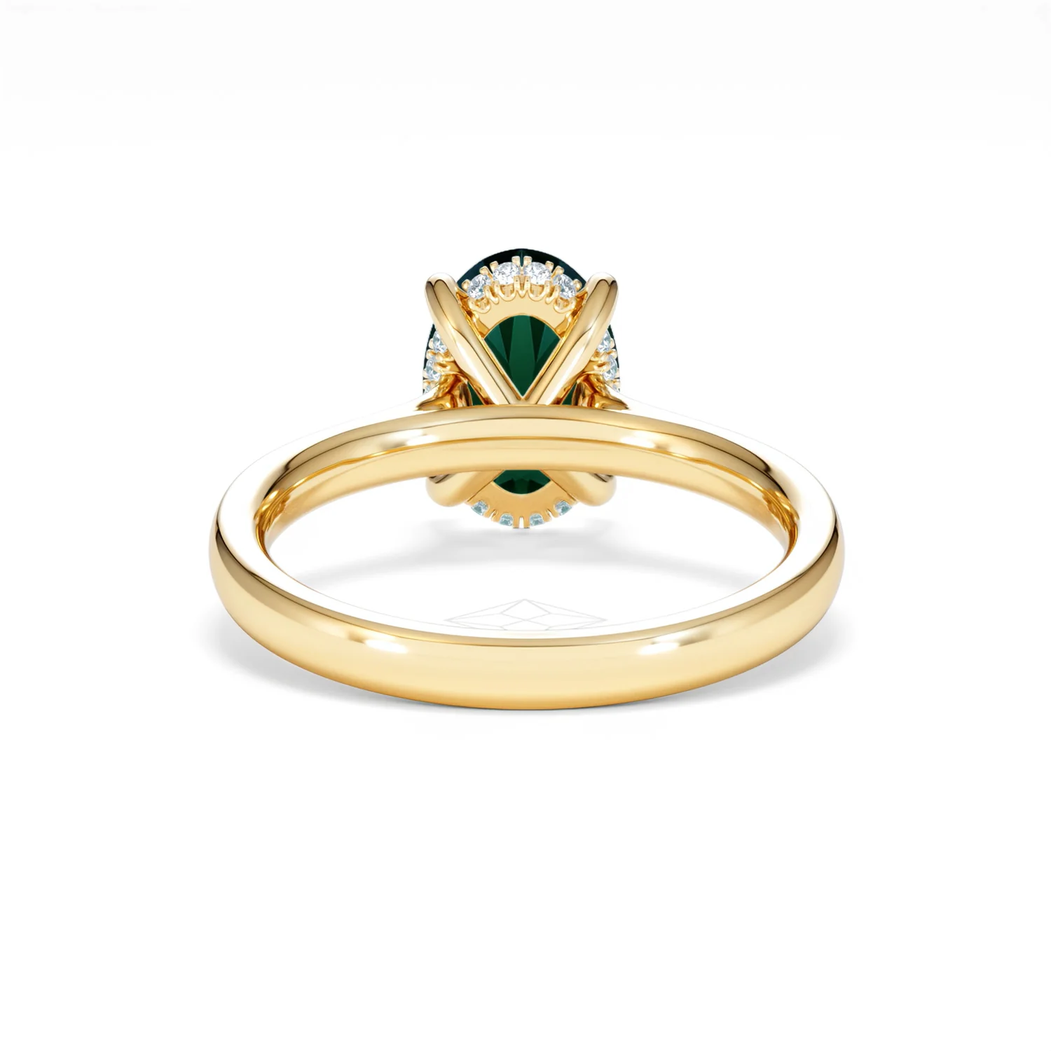 Amora 2.00ct Oval Cut Lab Emerald Hidden Halo Engagement Ring in 18K Yellow Gold - Image 48