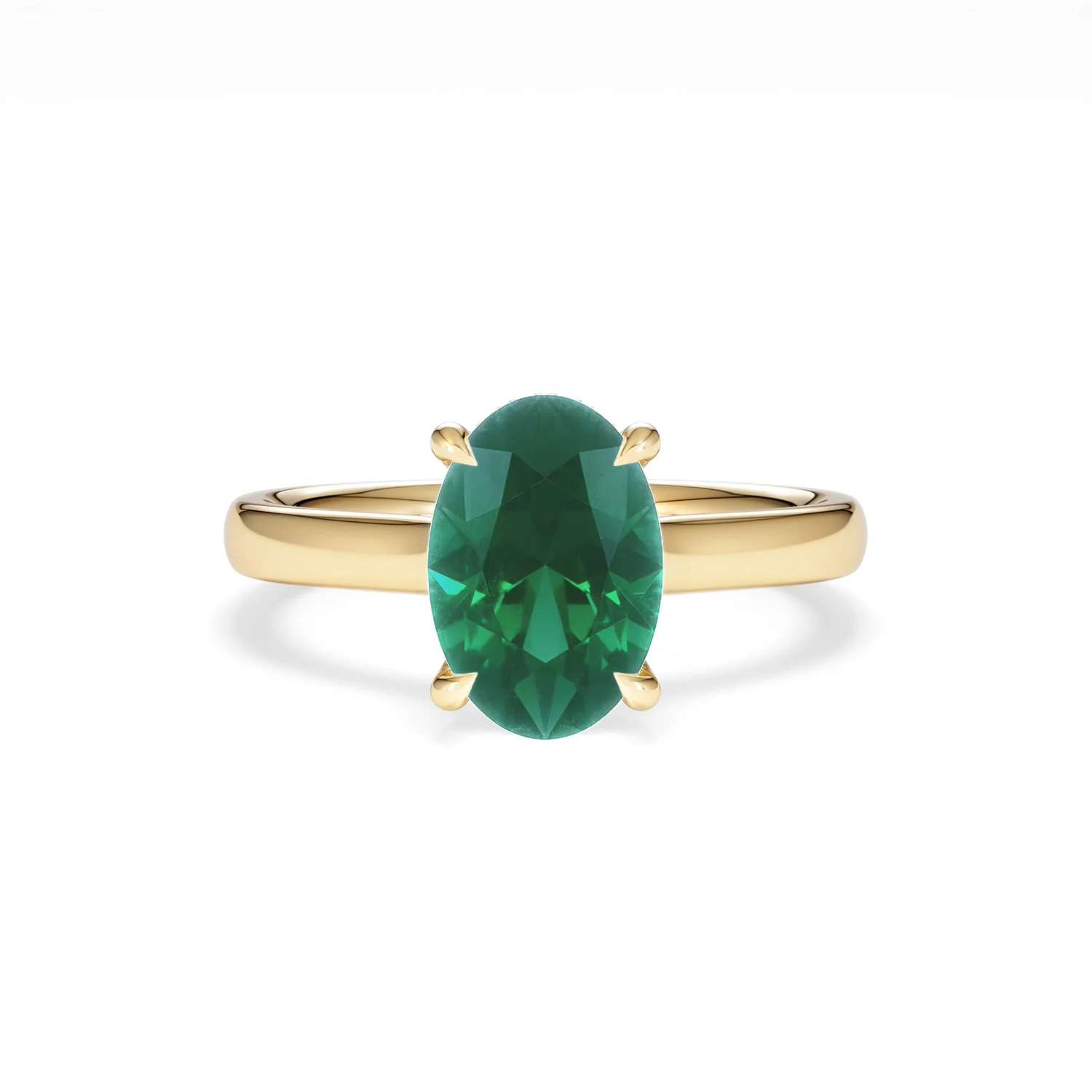 Amora 2.00ct Oval Cut Lab Emerald Hidden Halo Engagement Ring in 18K Yellow Gold - Image 8