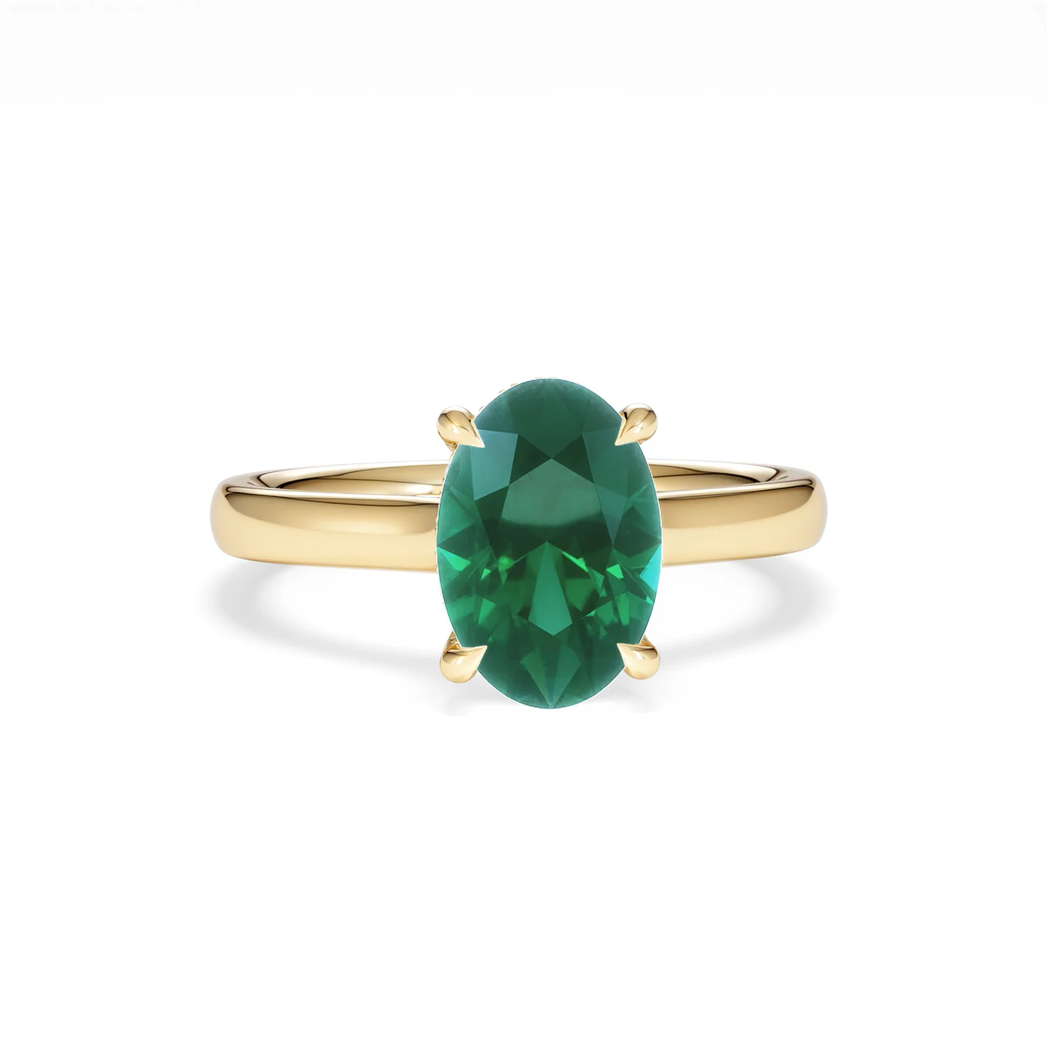 Amora 2.00ct Oval Cut Lab Emerald Hidden Halo Engagement Ring in 18K Yellow Gold - Image 9