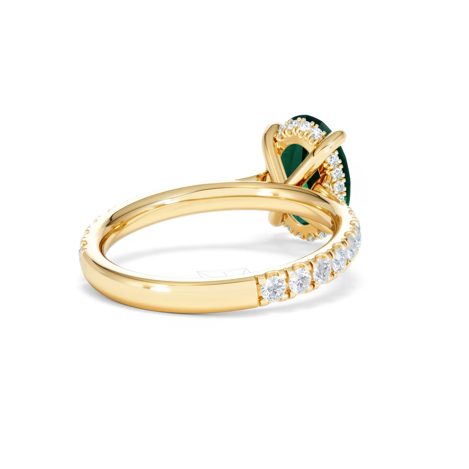 Amora 2.00ct Oval Cut Lab Emerald Hidden Halo Engagement Ring with Side Stones in 18K Yellow Gold - Image 41