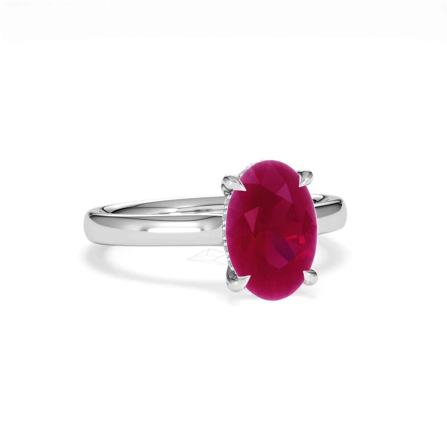 Amora 2.00ct Oval Cut Lab Ruby Hidden Halo Engagement Ring in 18K White Gold - Image 13