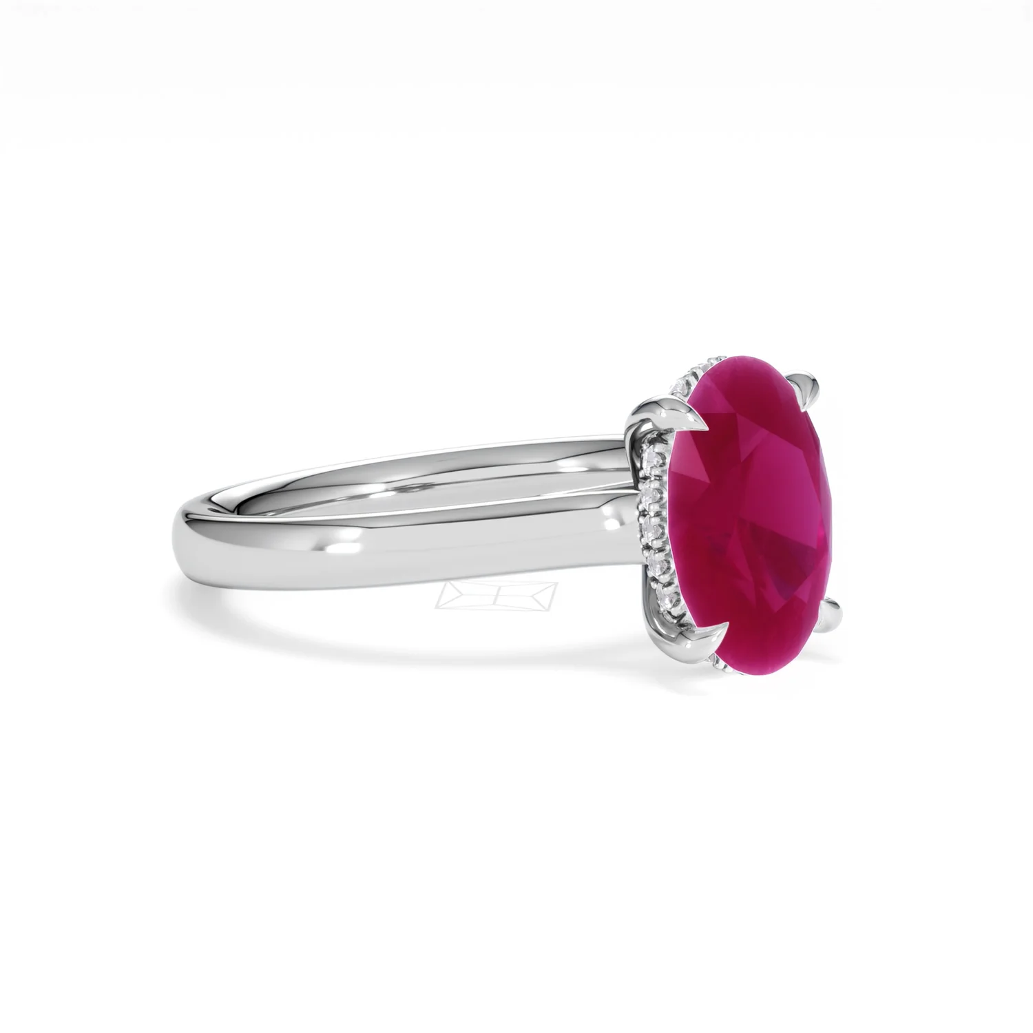 Amora 2.00ct Oval Cut Lab Ruby Hidden Halo Engagement Ring in 18K White Gold - Image 18