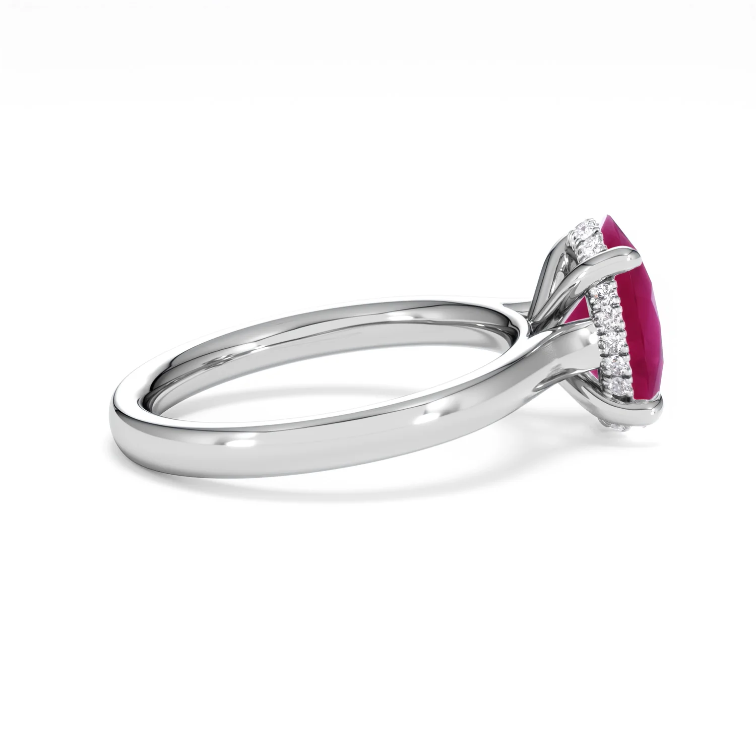 Amora 2.00ct Oval Cut Lab Ruby Hidden Halo Engagement Ring in 18K White Gold - Image 31