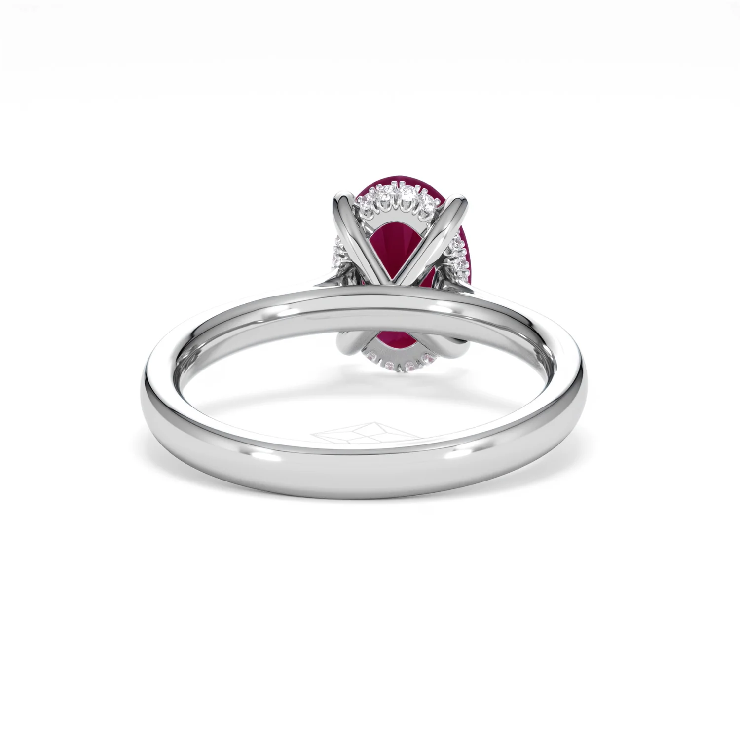 Amora 2.00ct Oval Cut Lab Ruby Hidden Halo Engagement Ring in 18K White Gold - Image 47