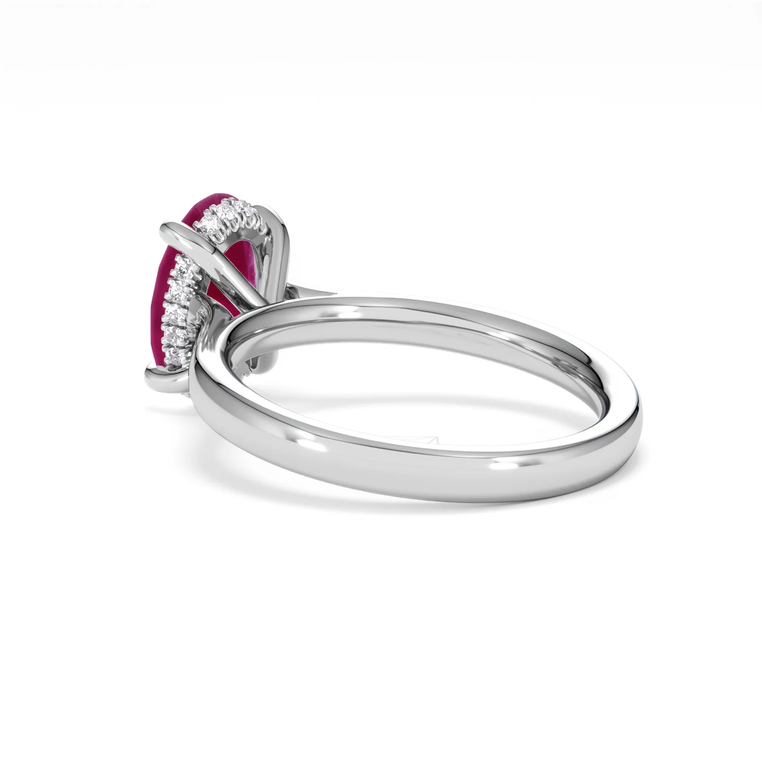 Amora 2.00ct Oval Cut Lab Ruby Hidden Halo Engagement Ring in 18K White Gold - Image 59