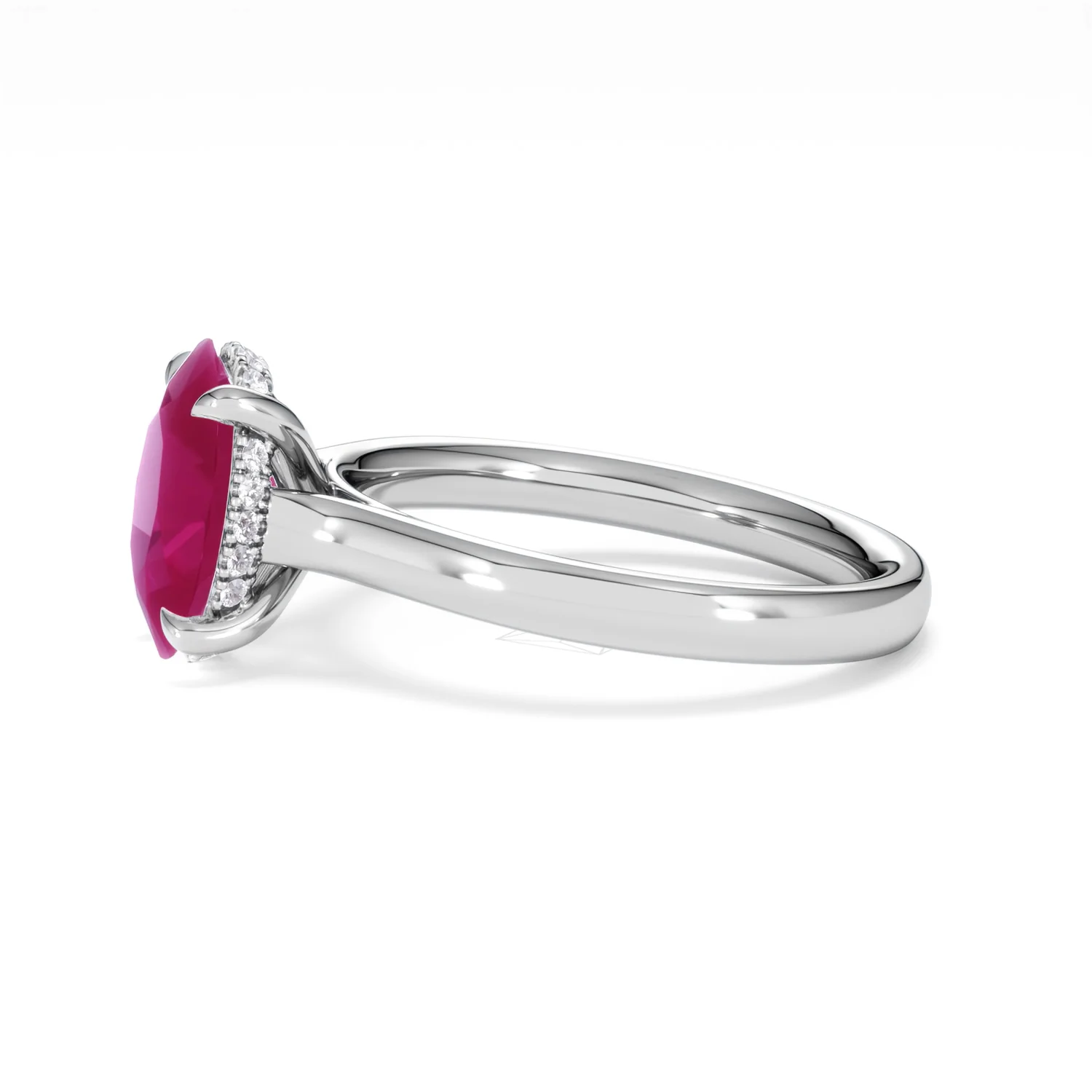 Amora 2.00ct Oval Cut Lab Ruby Hidden Halo Engagement Ring in 18K White Gold - Image 72
