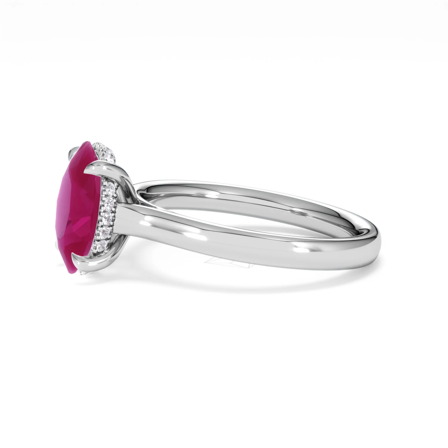 Amora 2.00ct Oval Cut Lab Ruby Hidden Halo Engagement Ring in 18K White Gold - Image 73