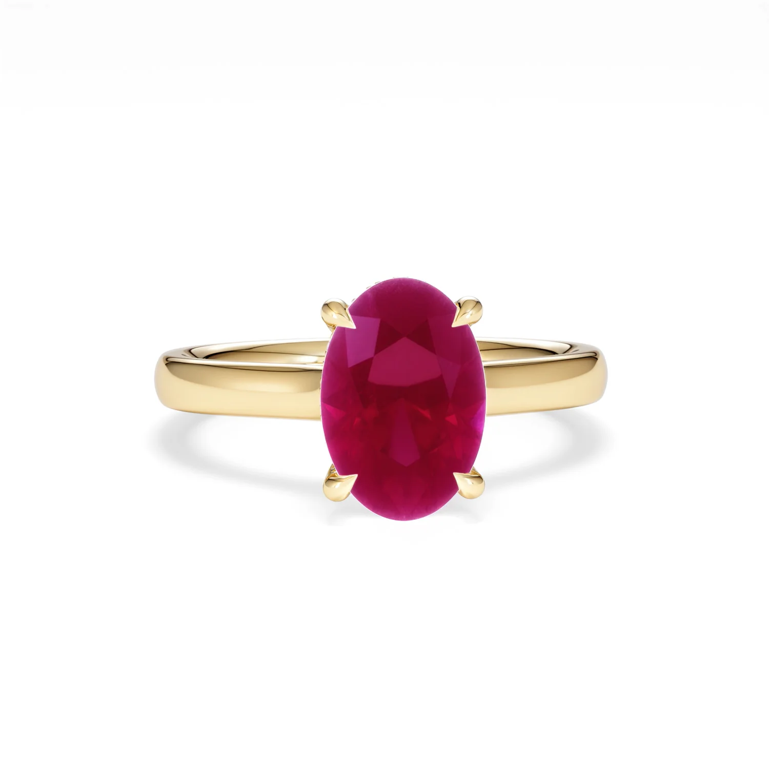 Amora 2.00ct Oval Cut Lab Ruby Hidden Halo Engagement Ring in 18K Yellow Gold - Image 10