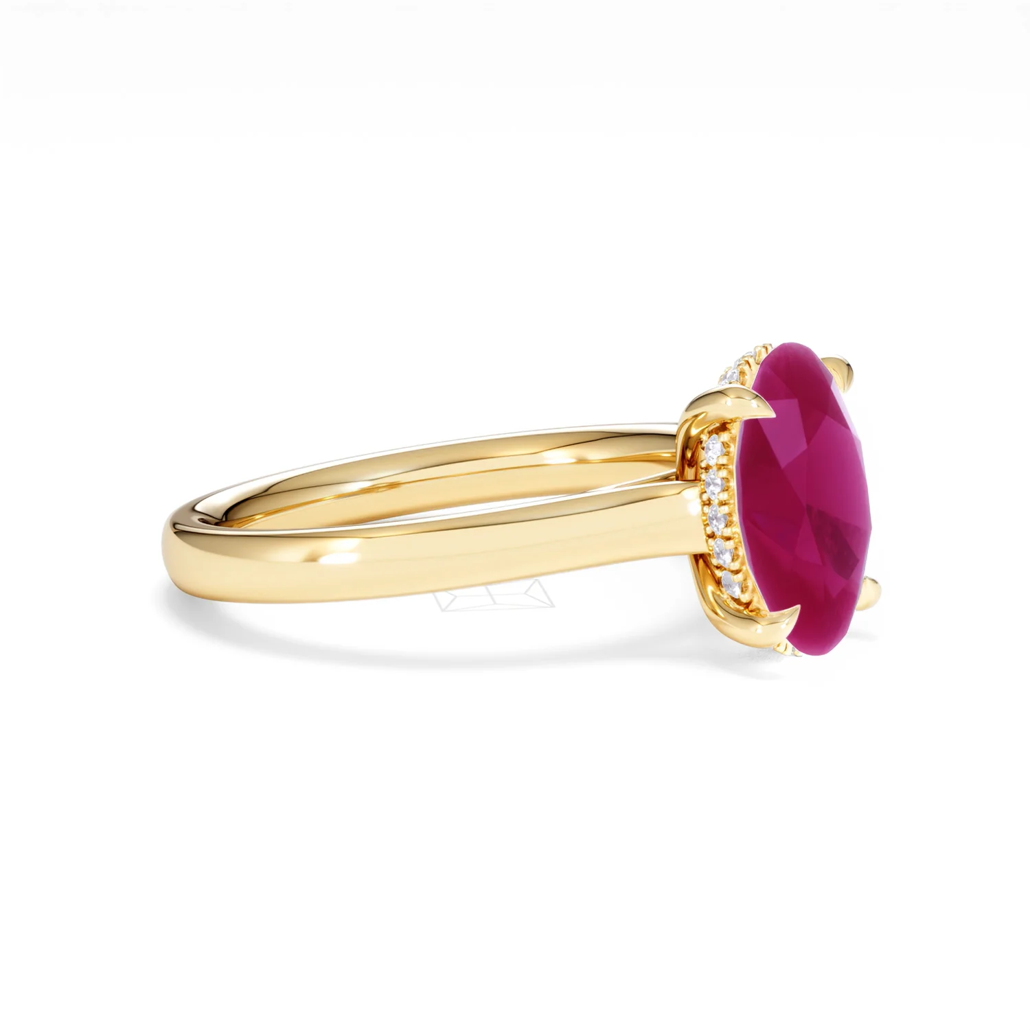 Amora 2.00ct Oval Cut Lab Ruby Hidden Halo Engagement Ring in 18K Yellow Gold - Image 21