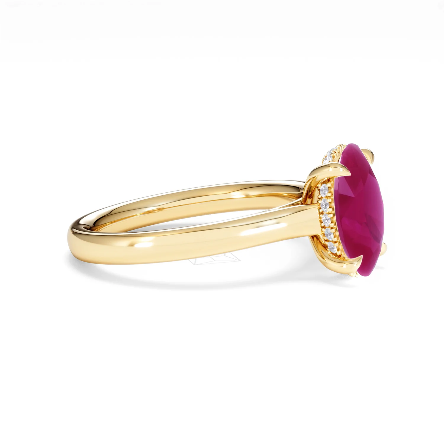 Amora 2.00ct Oval Cut Lab Ruby Hidden Halo Engagement Ring in 18K Yellow Gold - Image 23