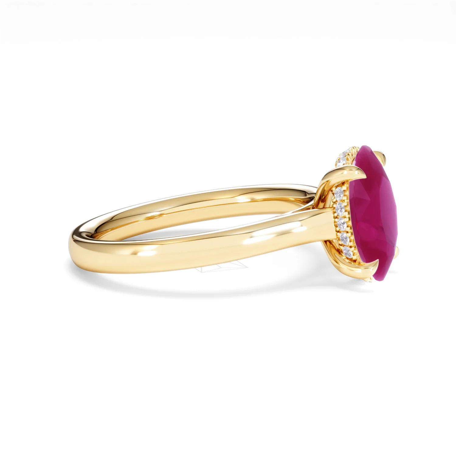 Amora 2.00ct Oval Cut Lab Ruby Hidden Halo Engagement Ring in 18K Yellow Gold - Image 24